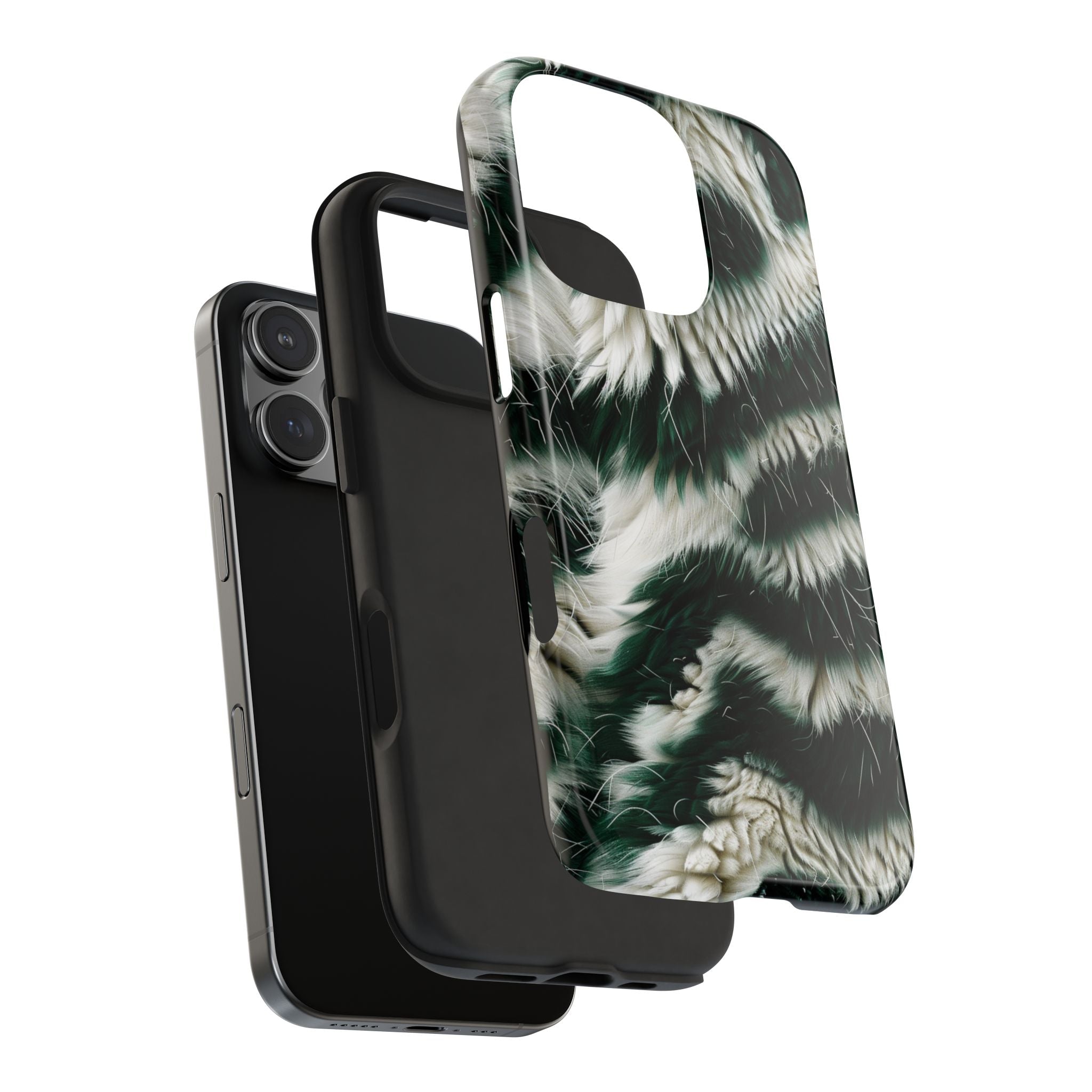 Green and White Tiger Stripes, Strong Protection for iPhone and Samsung