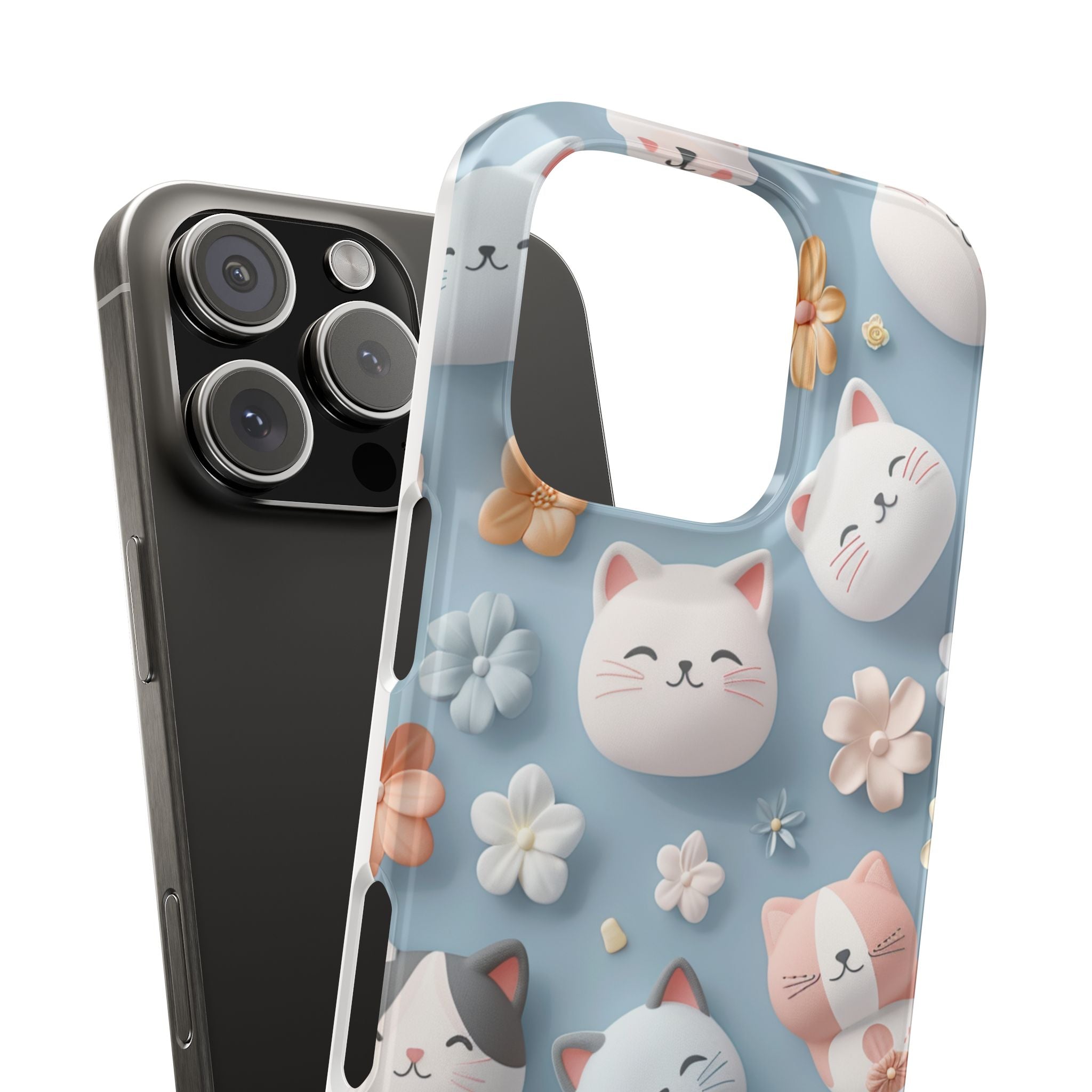 Phone Case - Cute Cats 3D Effect, Delicate Baby Design