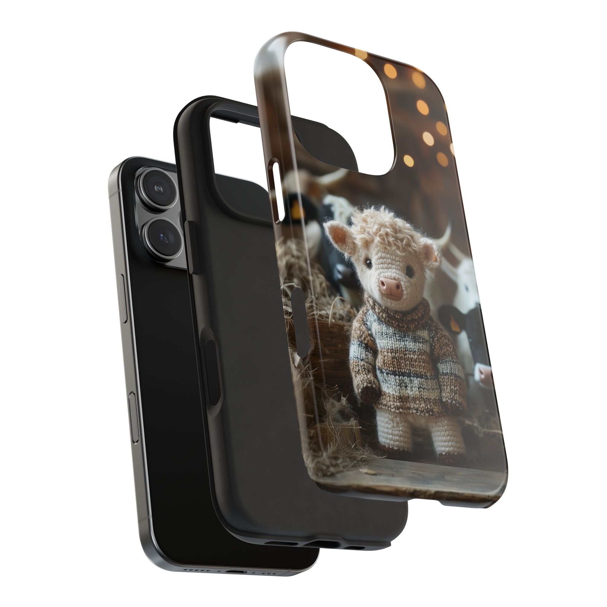 Highland Calf in a Sweater, Amigurumi Style, Strong Protection for iPhone and Samsung