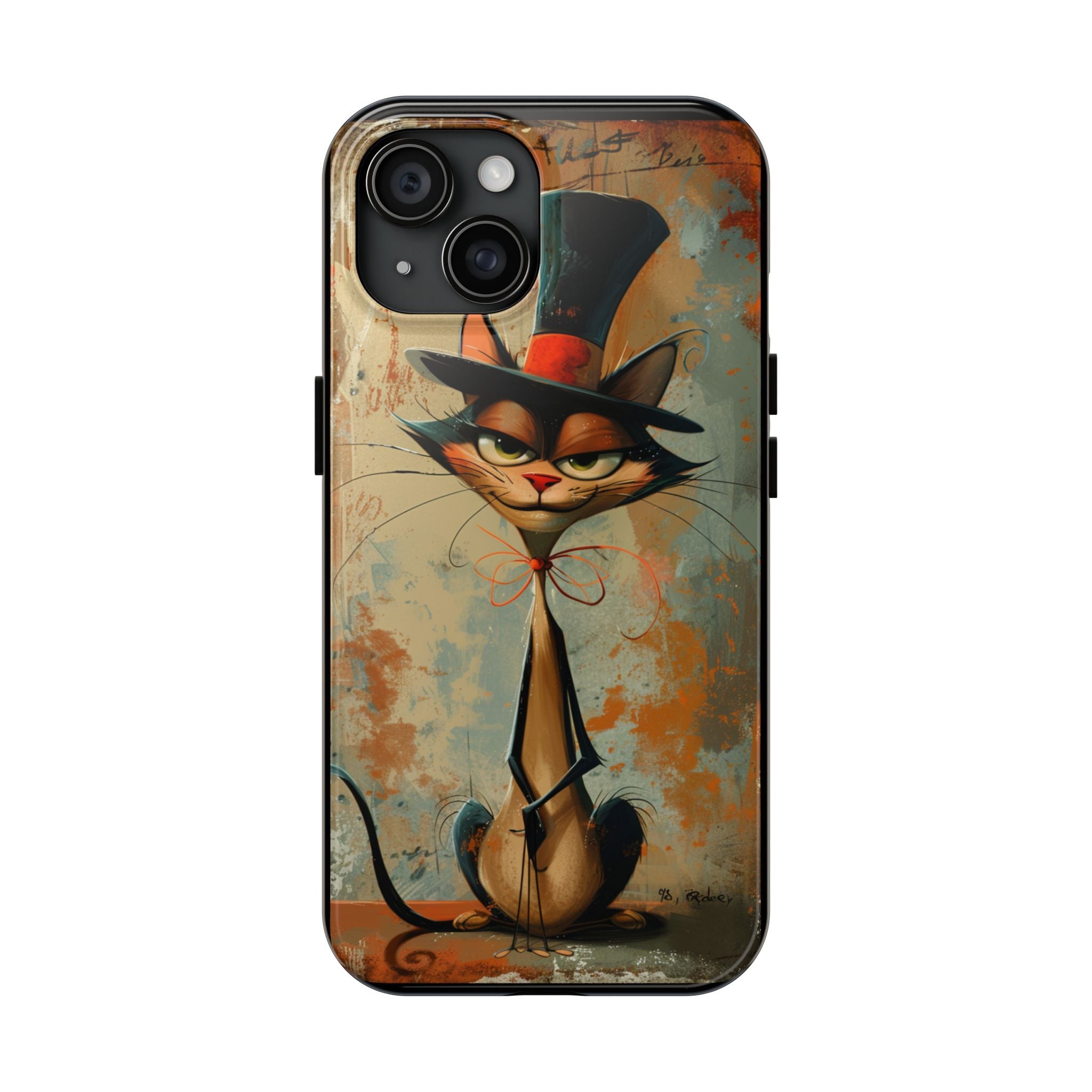 A Black Hat Cat Phone Cover Tough Case, iPhone and Samsung