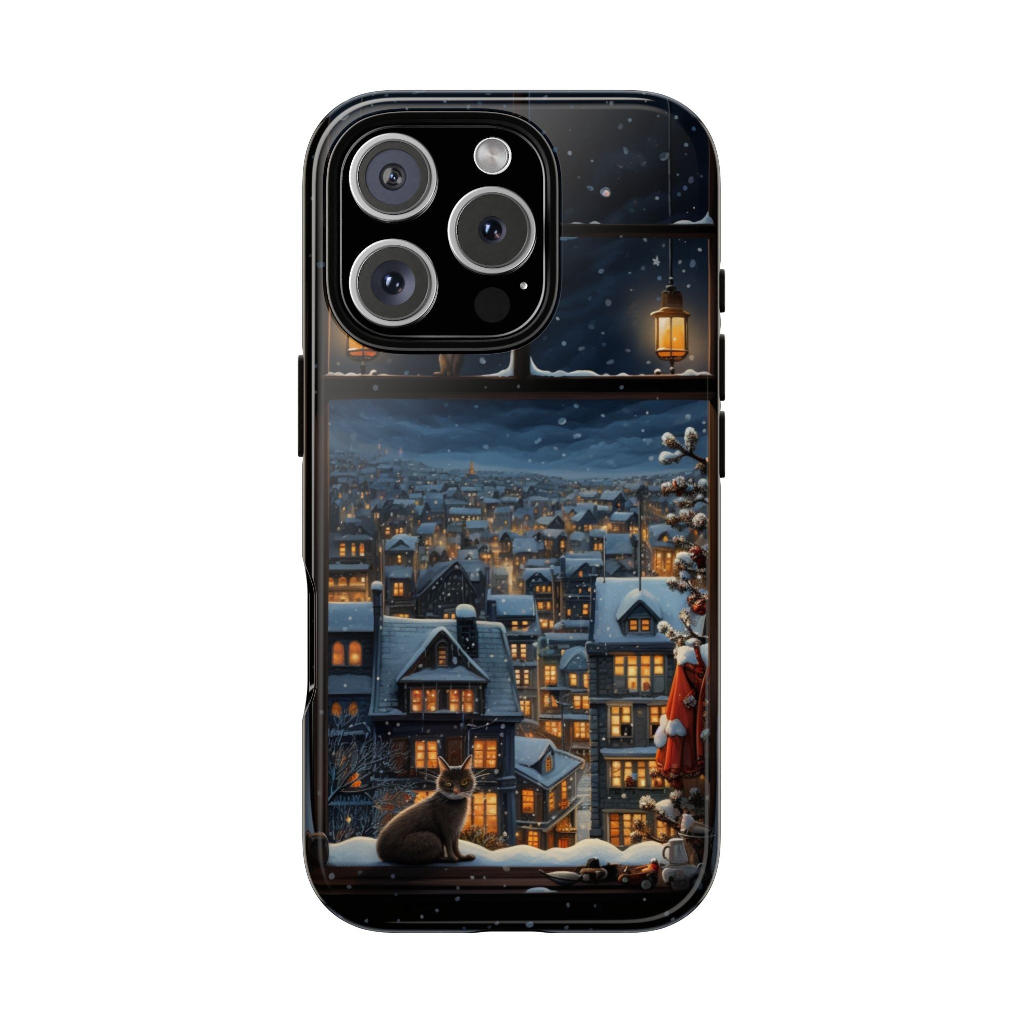 The Christmas View, Phone Cover Tough Case, Winter Motives, Christmas Atmosphere, Cat on a window, iPhone | Samsung | Google