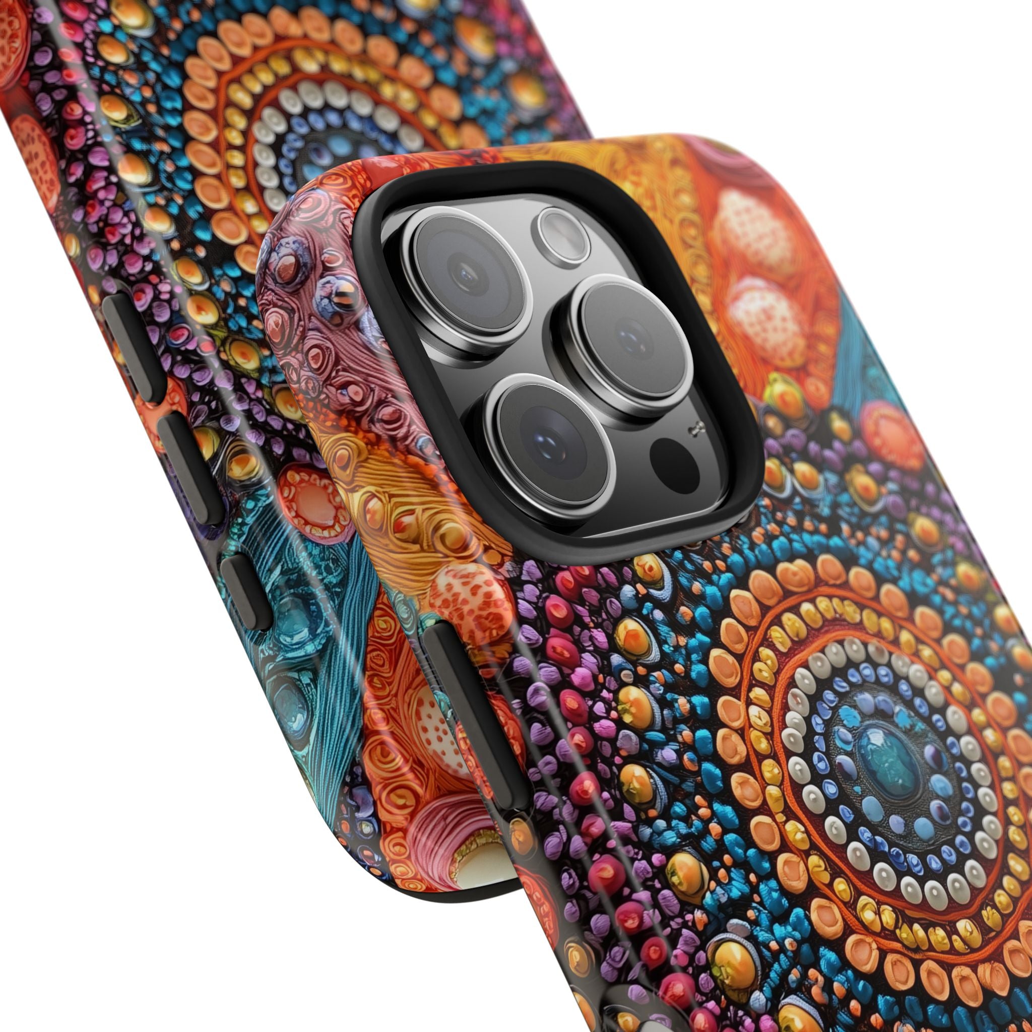A Vibrant Mandala Pattern II, Dots and Circles, Phone Cover Tough Case, iPhone | Samsung