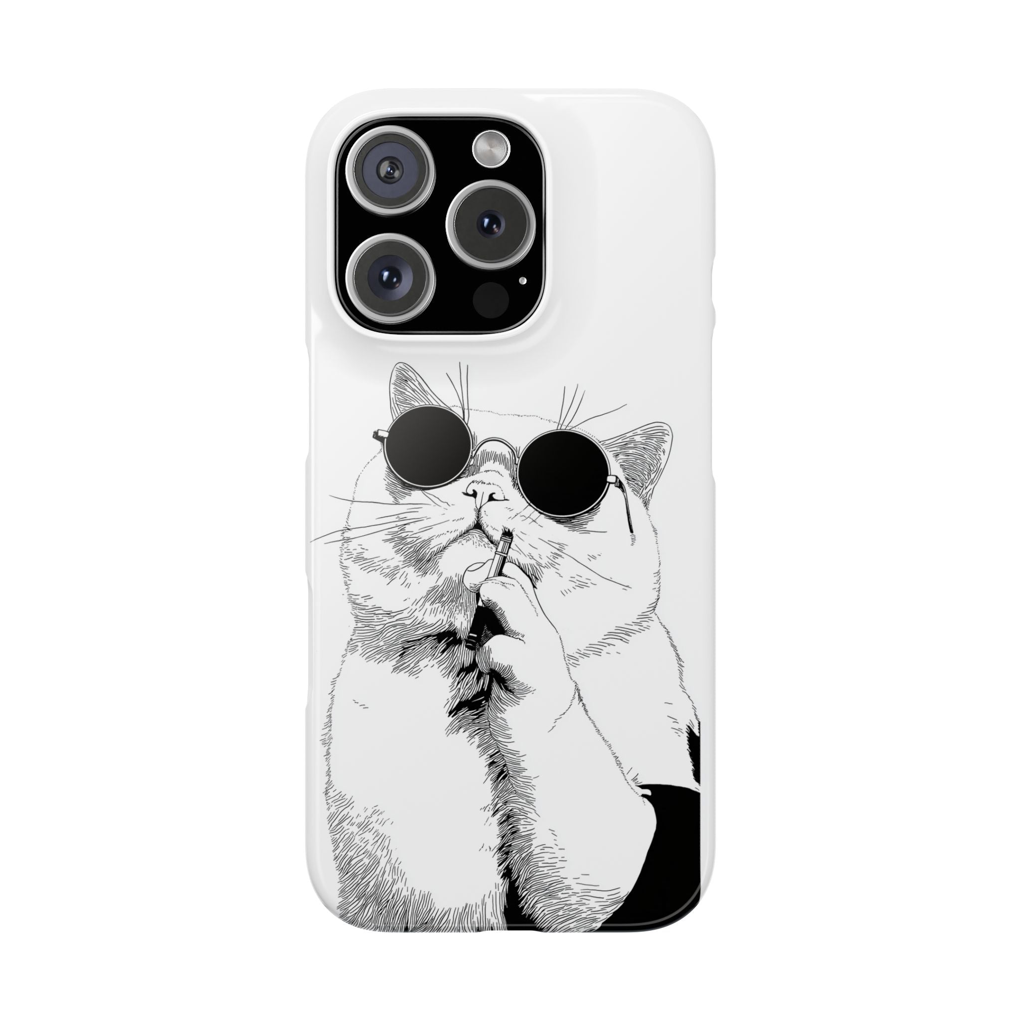 Phone Case, British Shorthair Cat with Sunglasses and Cigarette, Animal Lover Gift, Slim Phone Cover, Cat Lady Accessories, Unique Cat Art,