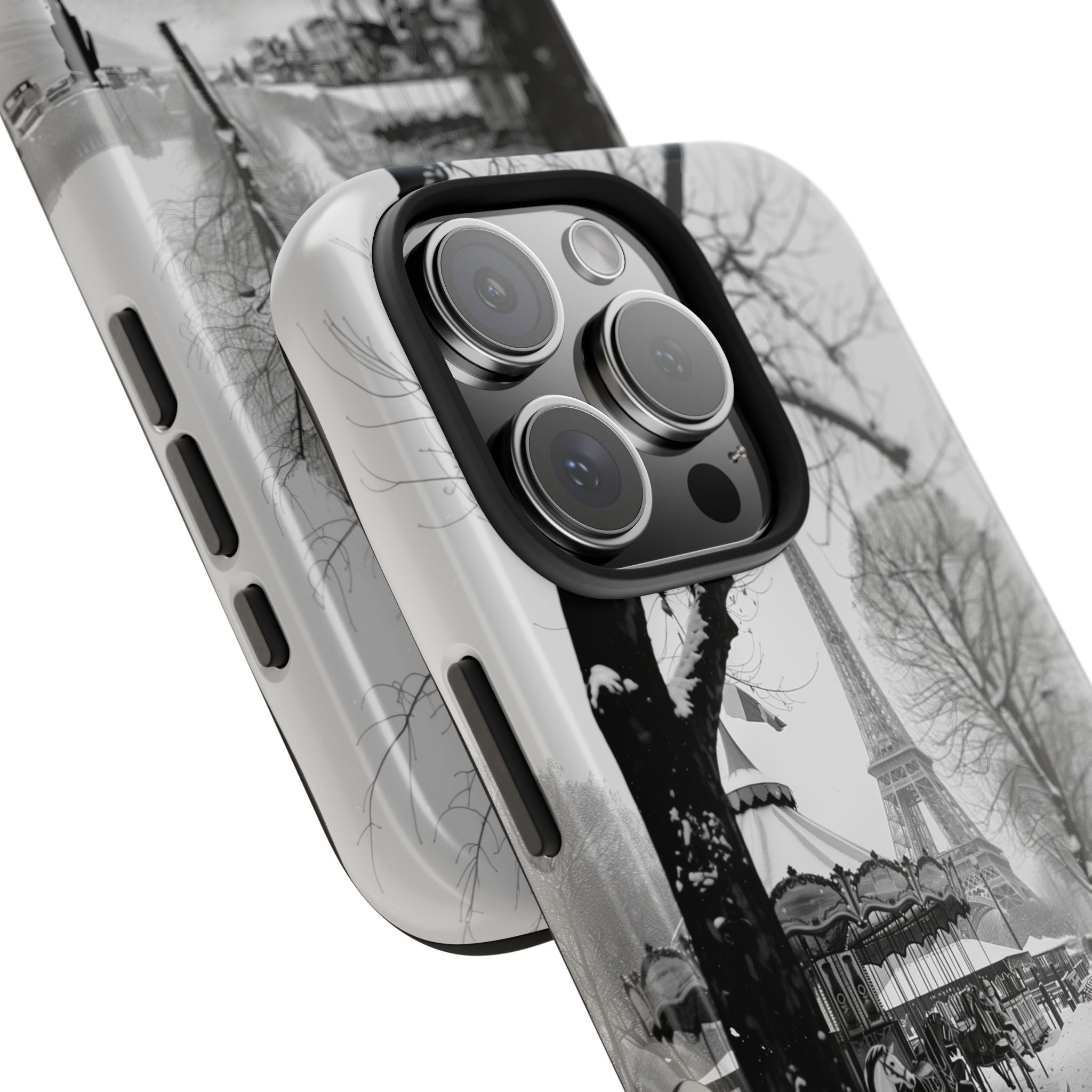 Black & White Paris Winter Phone Case, Tough Protection for iPhone and Samsung