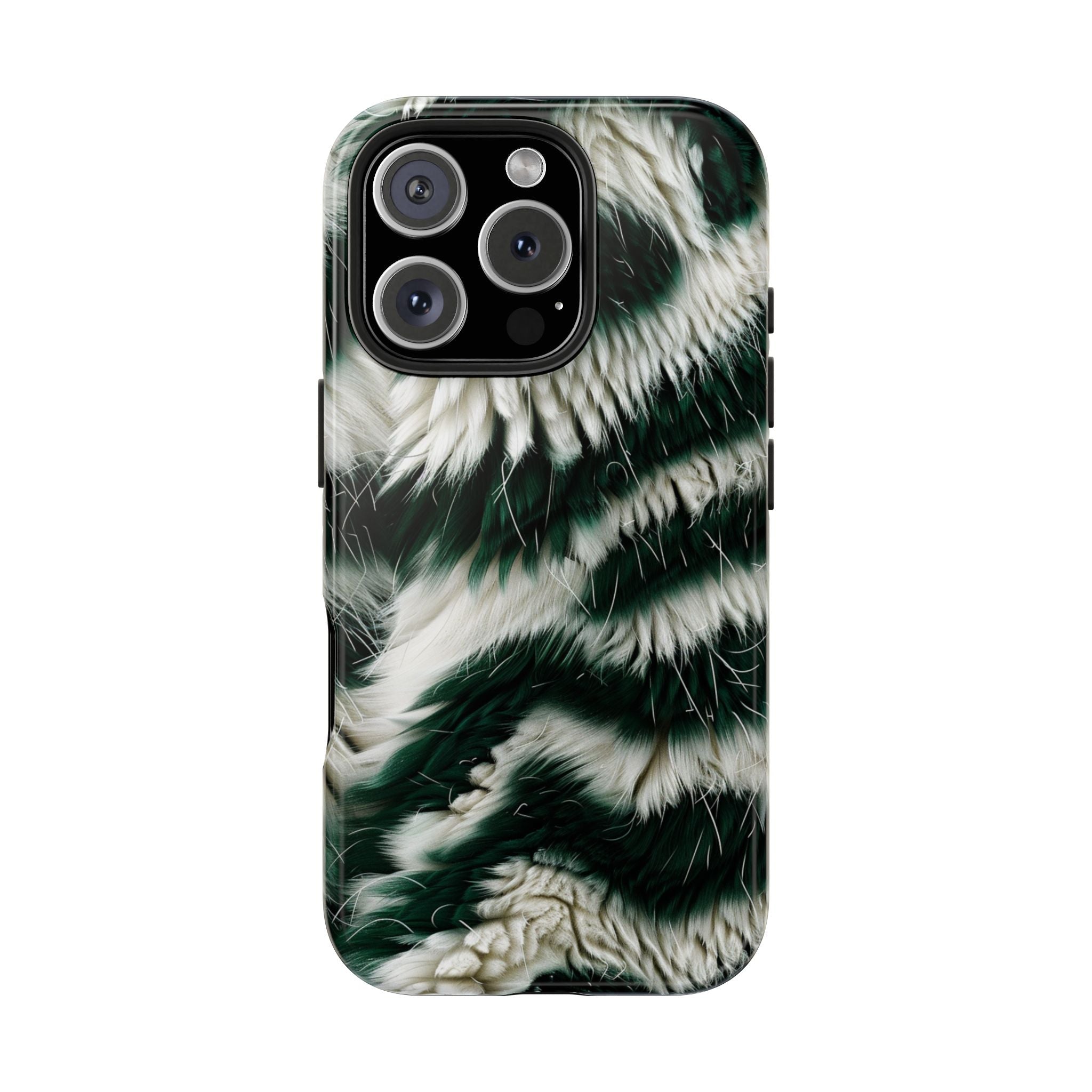 Green and White Tiger Stripes, Strong Protection for iPhone and Samsung