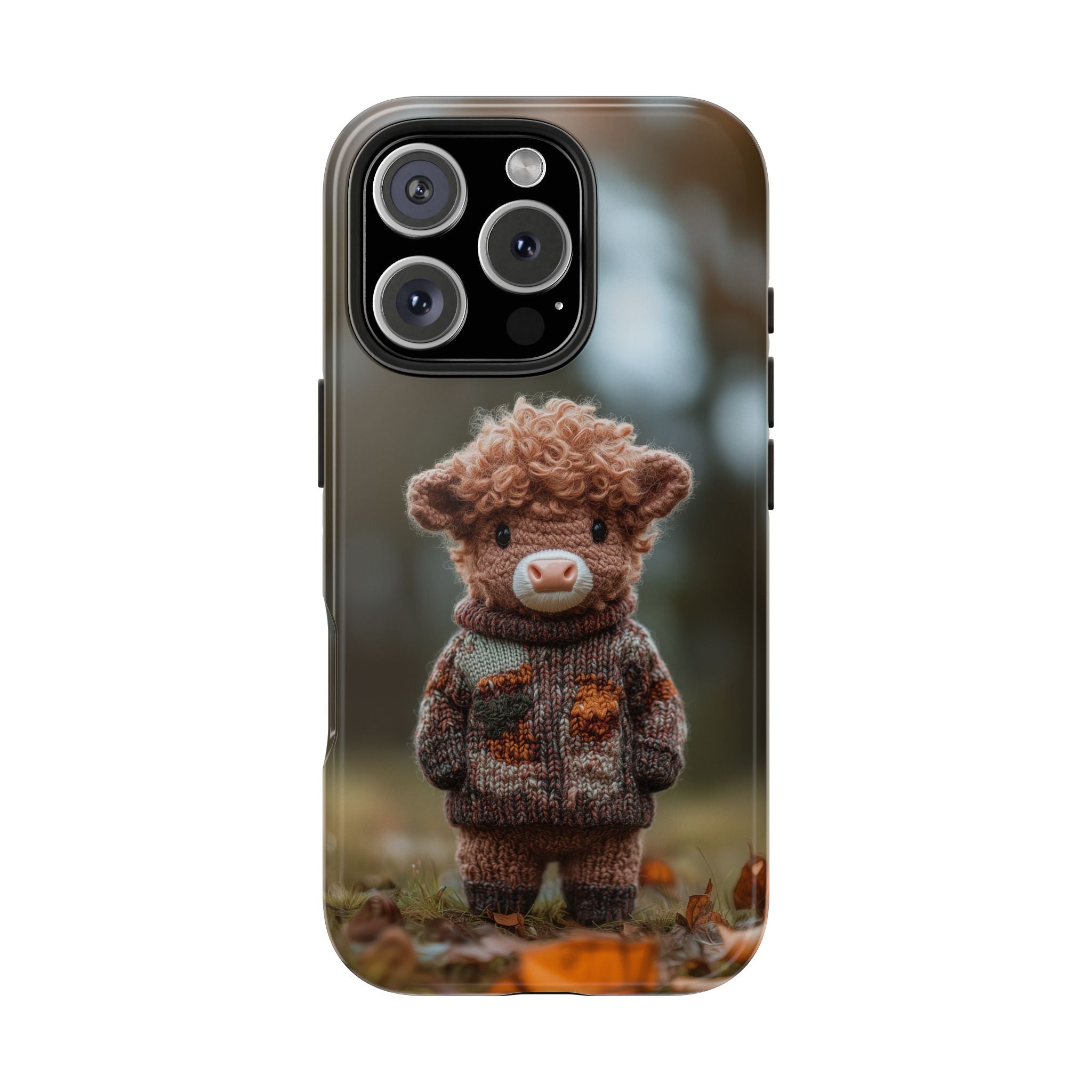 Highland Calf in a Sweater, Amigurumi Style, Strong Protection for iPhone and Samsung