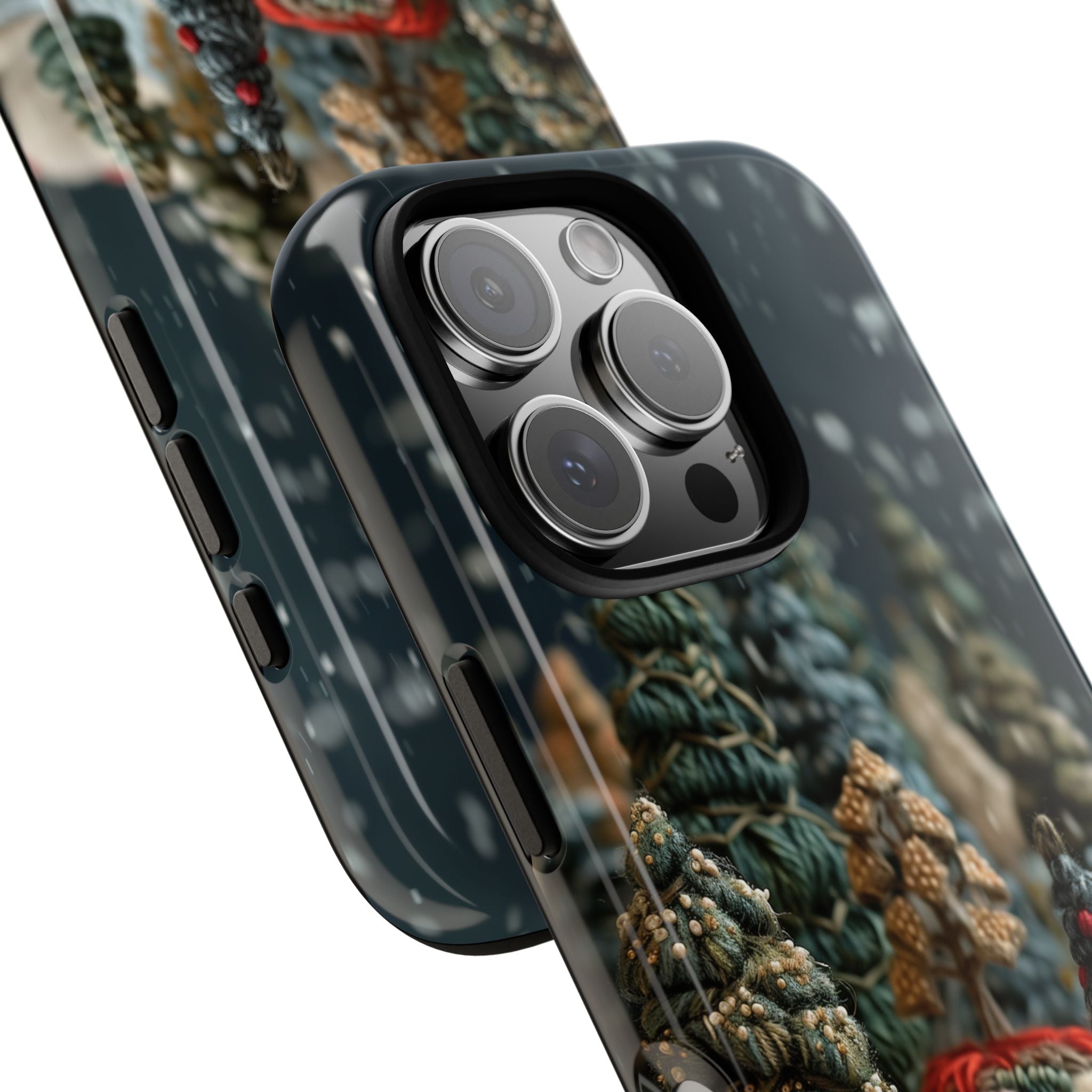 The Embroidered Forest, Christmas Vintage Tough Cases, Knitwear Texture Pattern, Protective Phone Case, Xmas Gift iPhone