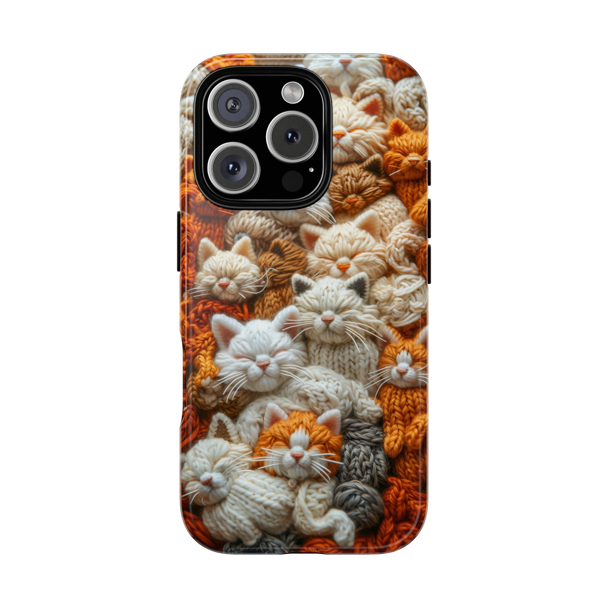 Phone Cases - Sleeping Knitted Kittens, Red Haired and White Design