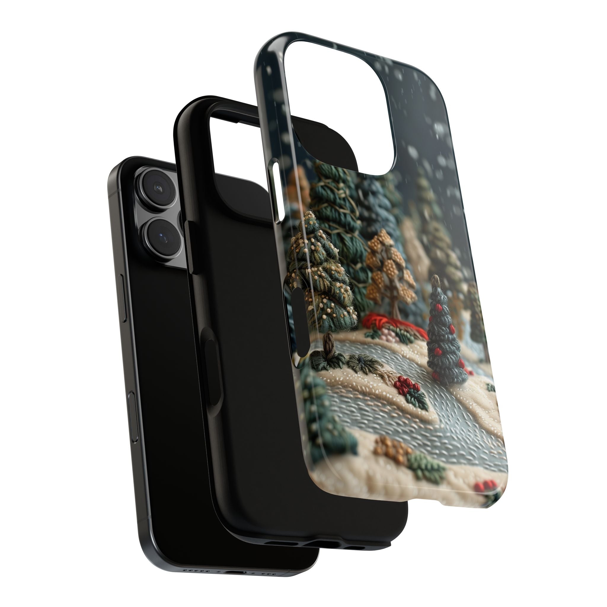 The Embroidered Forest, Christmas Vintage Tough Cases, Knitwear Texture Pattern, Protective Phone Case, Xmas Gift iPhone