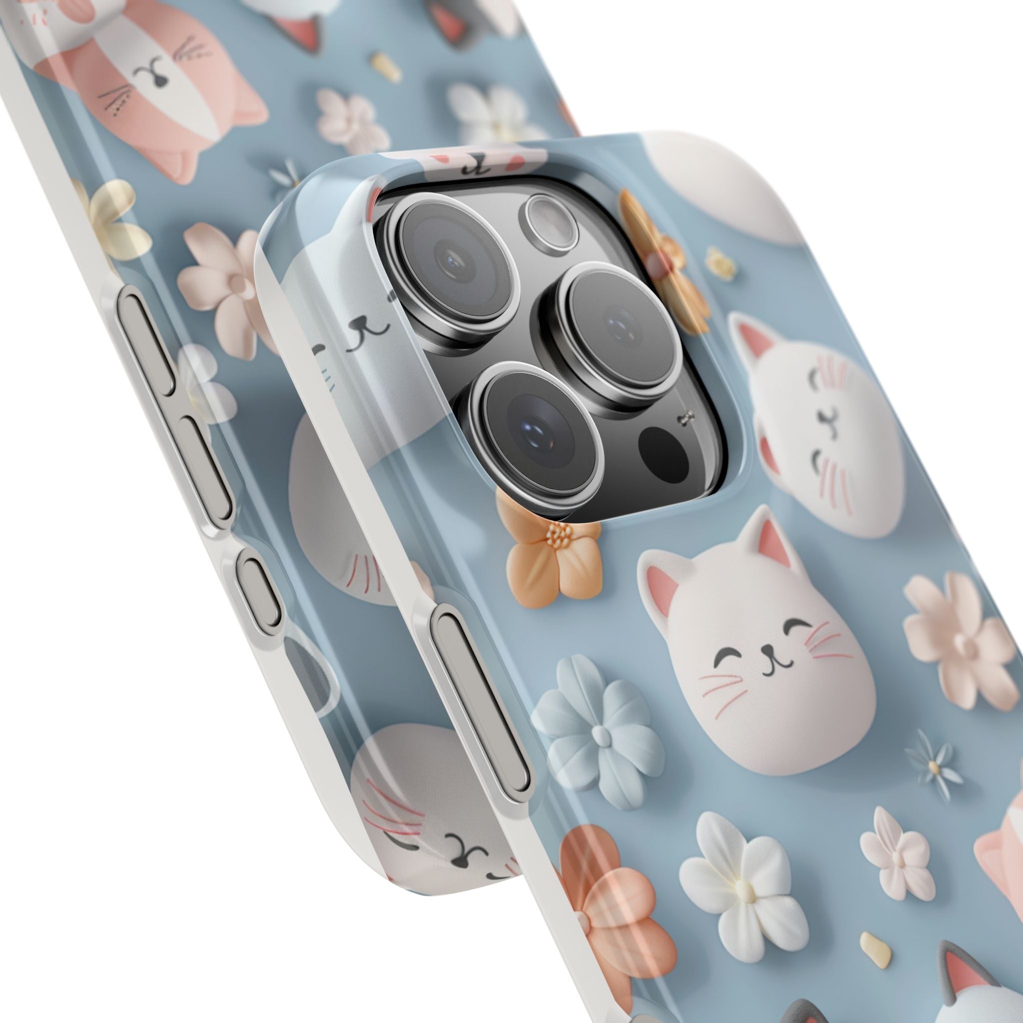 Phone Case - Cute Cats 3D Effect, Delicate Baby Design
