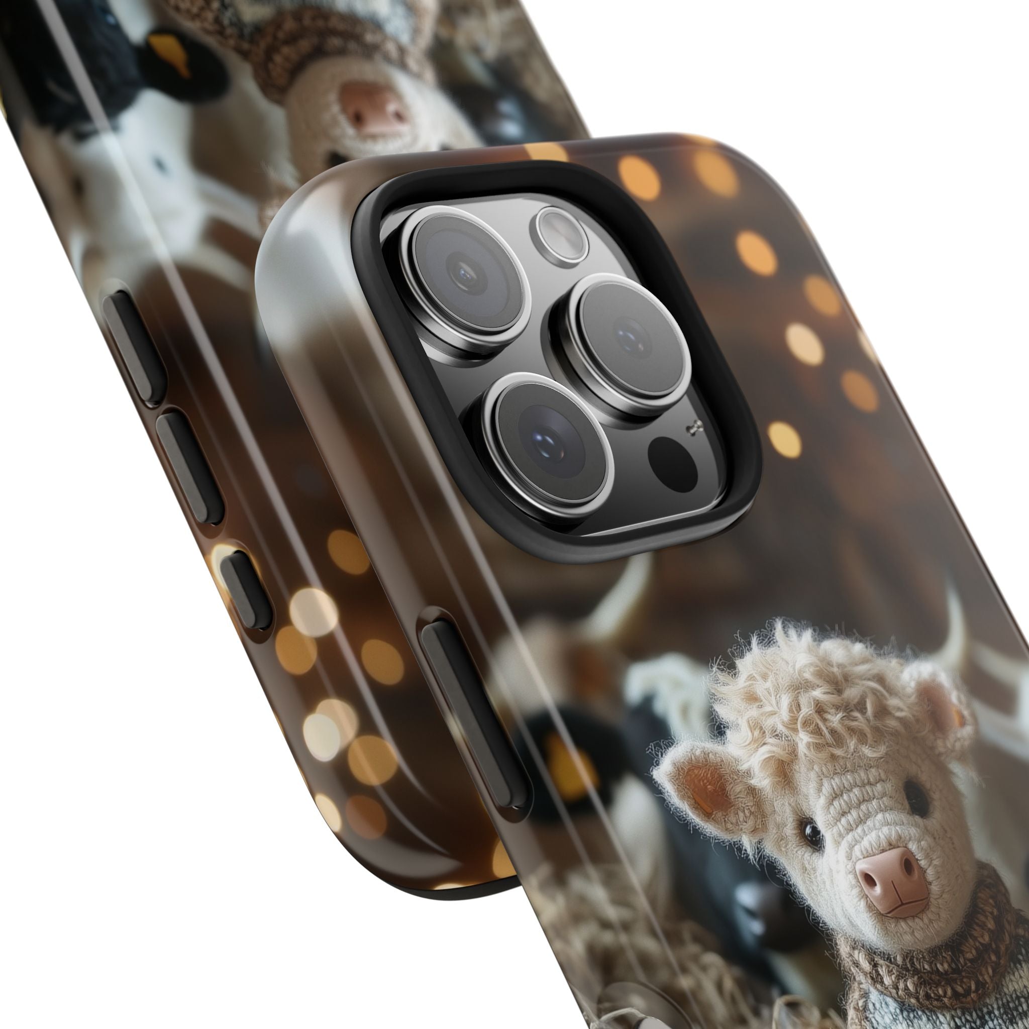 Highland Calf in a Sweater, Amigurumi Style, Strong Protection for iPhone and Samsung