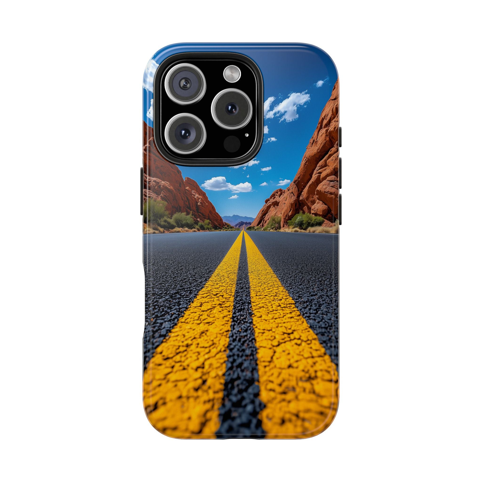 A Lone Desert Road, Stretching into the Horizon, Phone Cover Tough Case, iPhone | Samsung