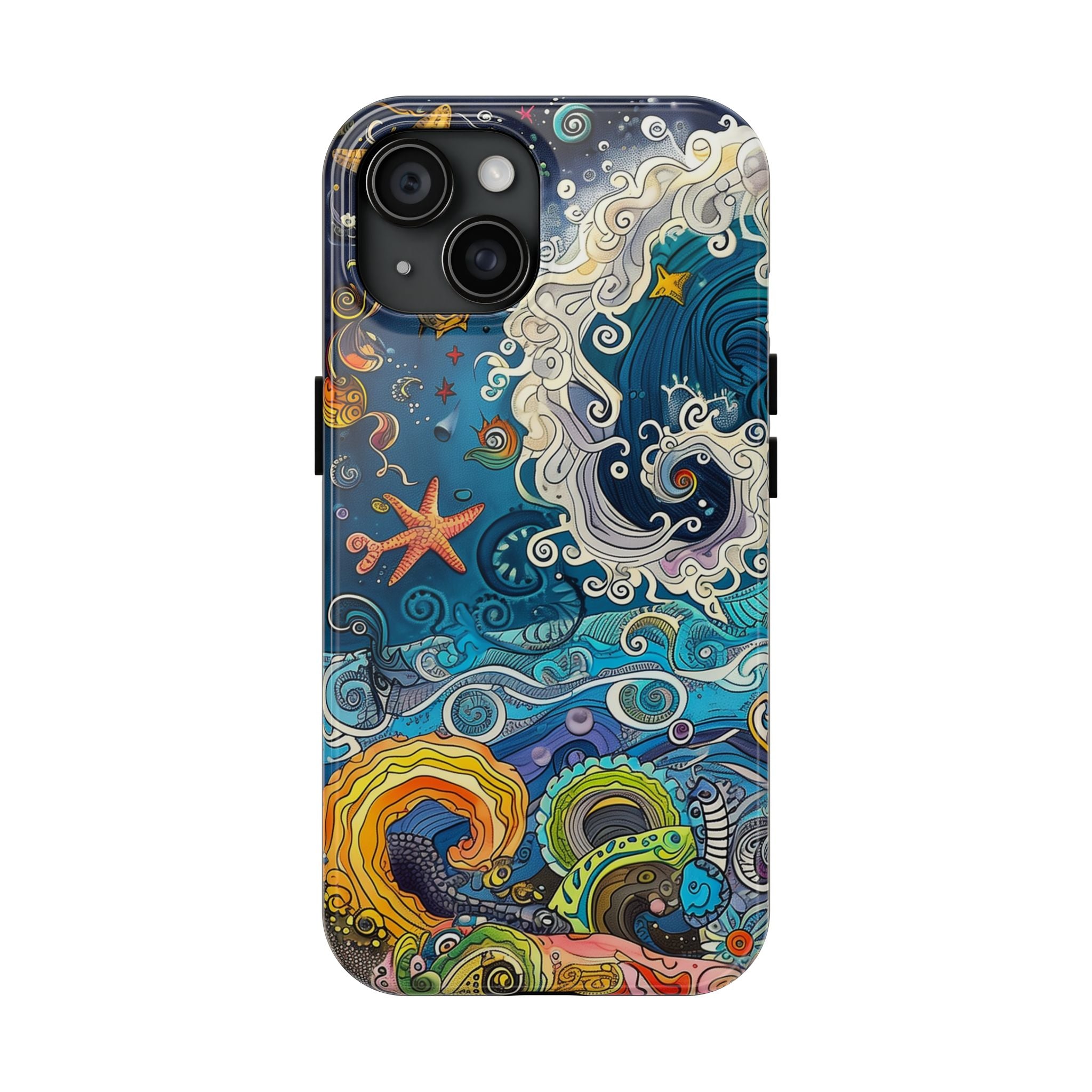 Phone Case - Whimsical Sea Design, Spiraling Water Currents