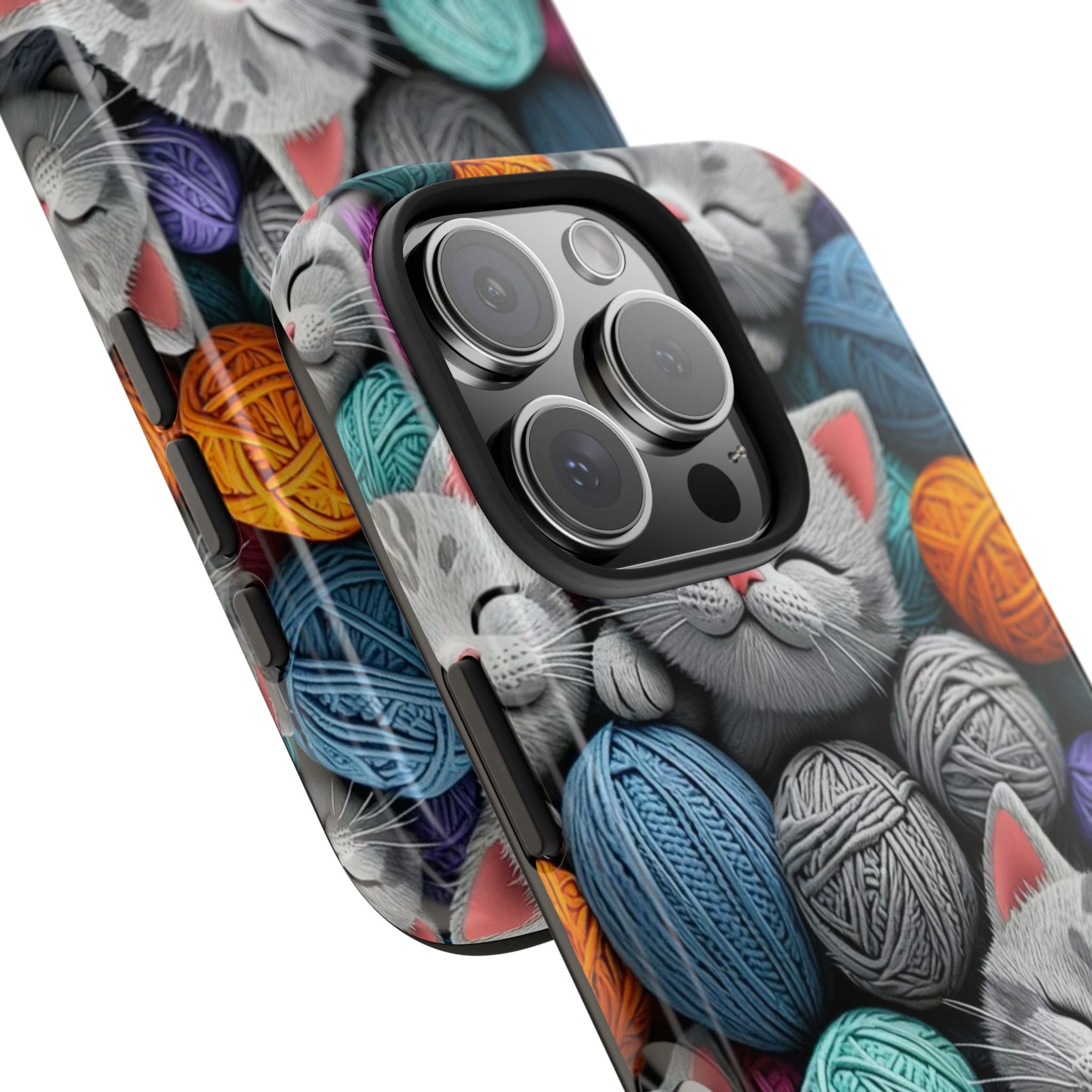 Phone Cases - Sleeping Kittens and Wool Design