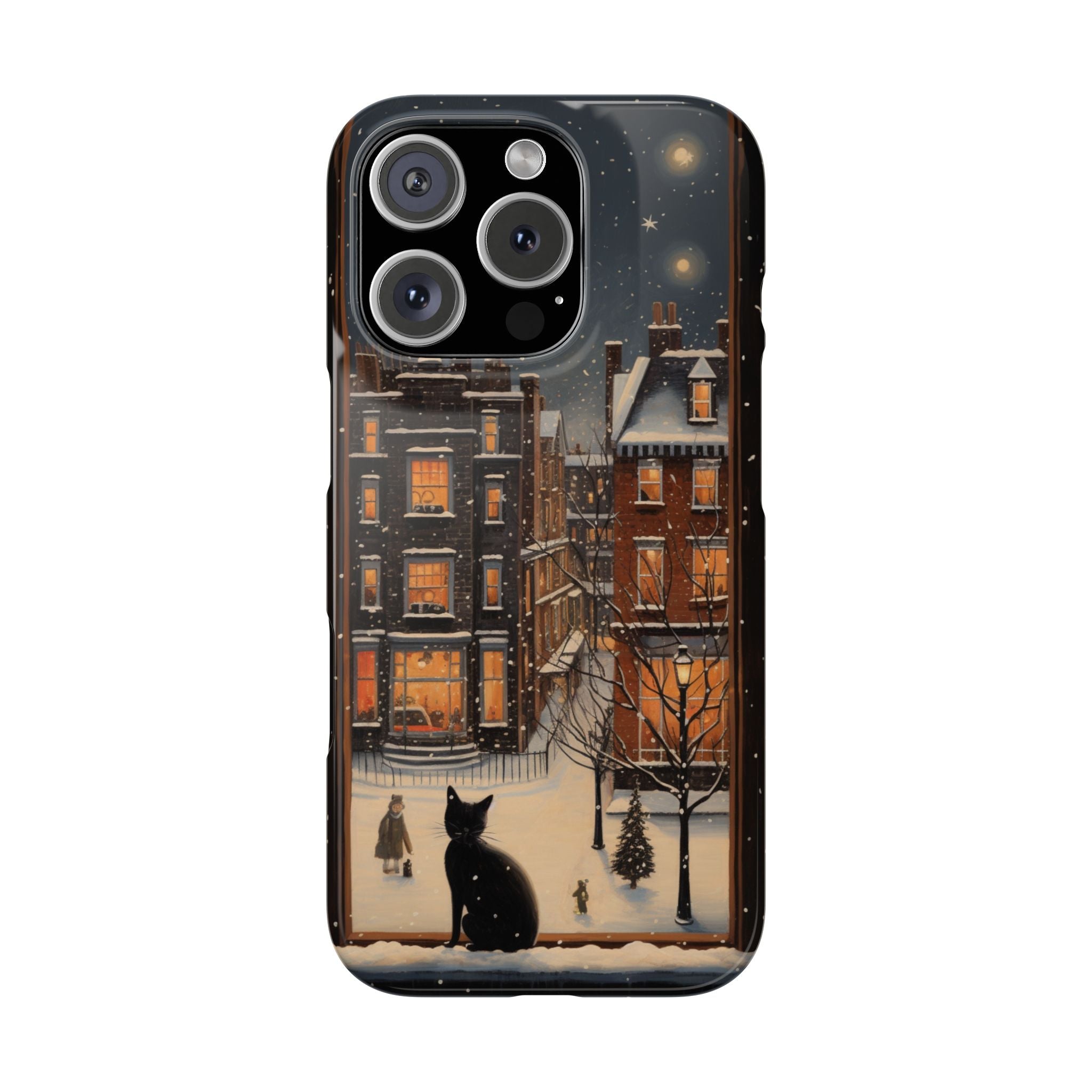 The Christmas View, iPhone Cover Slim Case, Winter Motives, Christmas Atmosphere, Cats on a window