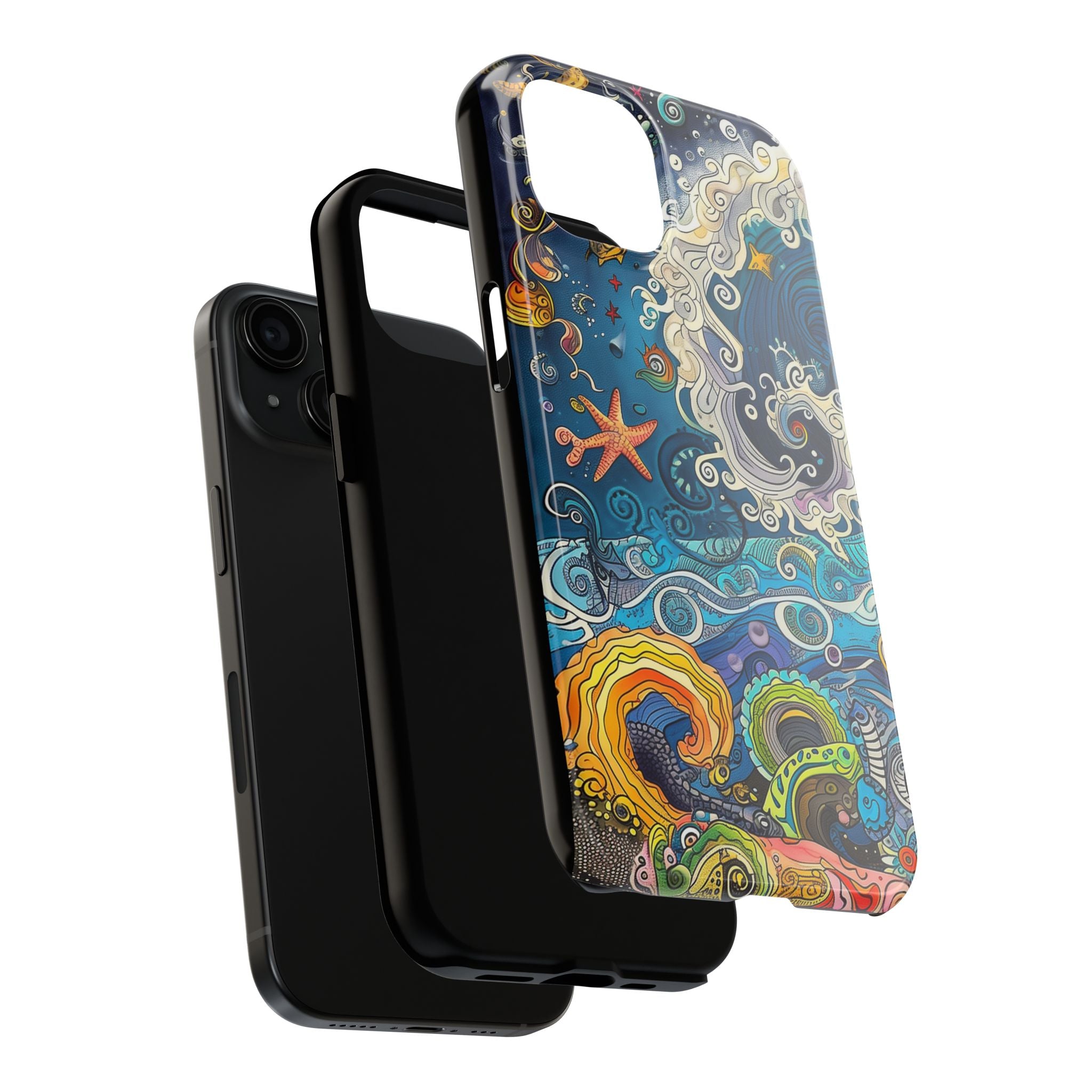 Phone Case - Whimsical Sea Design, Spiraling Water Currents