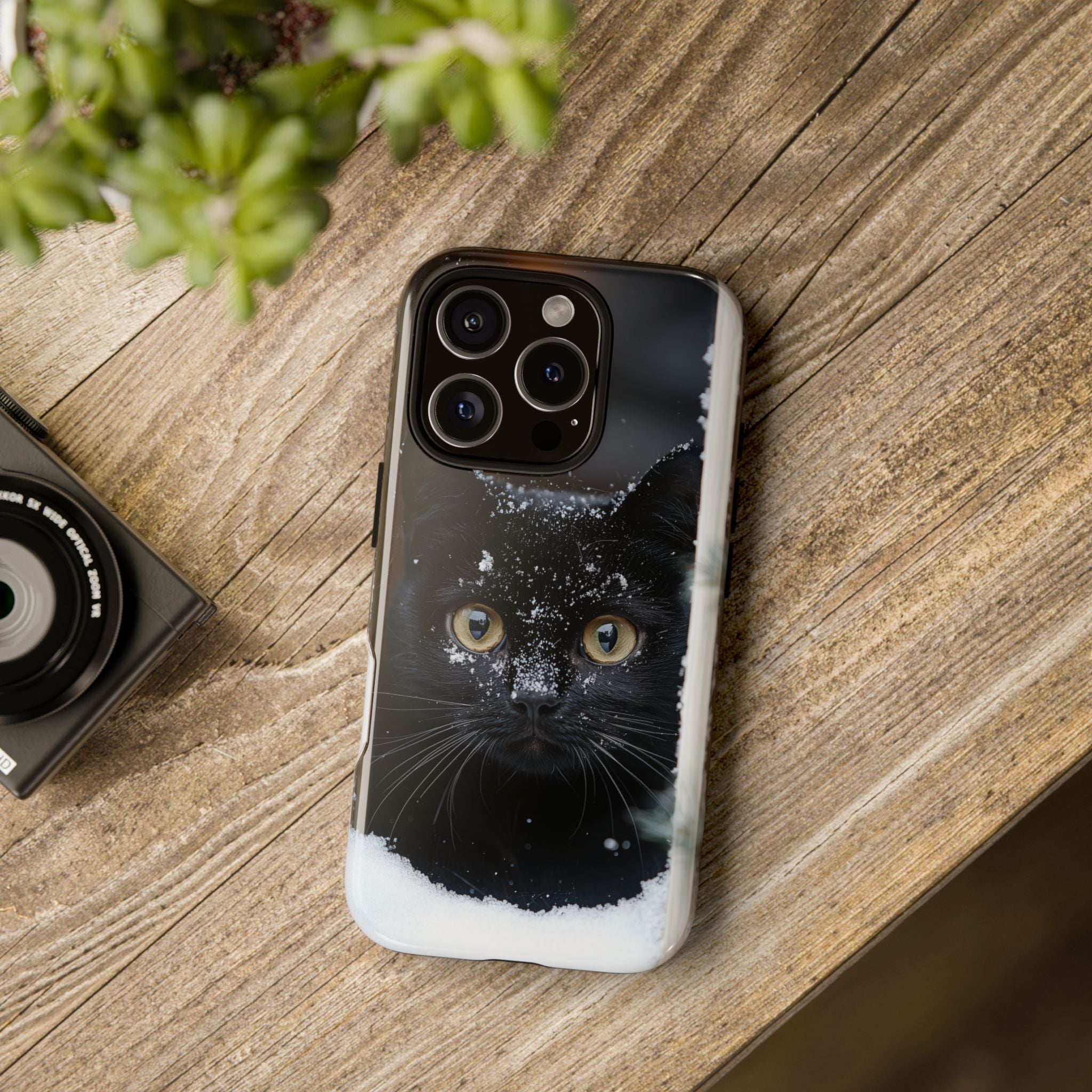 Phone Case, Cat on Windowsill Xmas Time, Tough Cover, Protective Case, Holiday Gift, Christmas Present