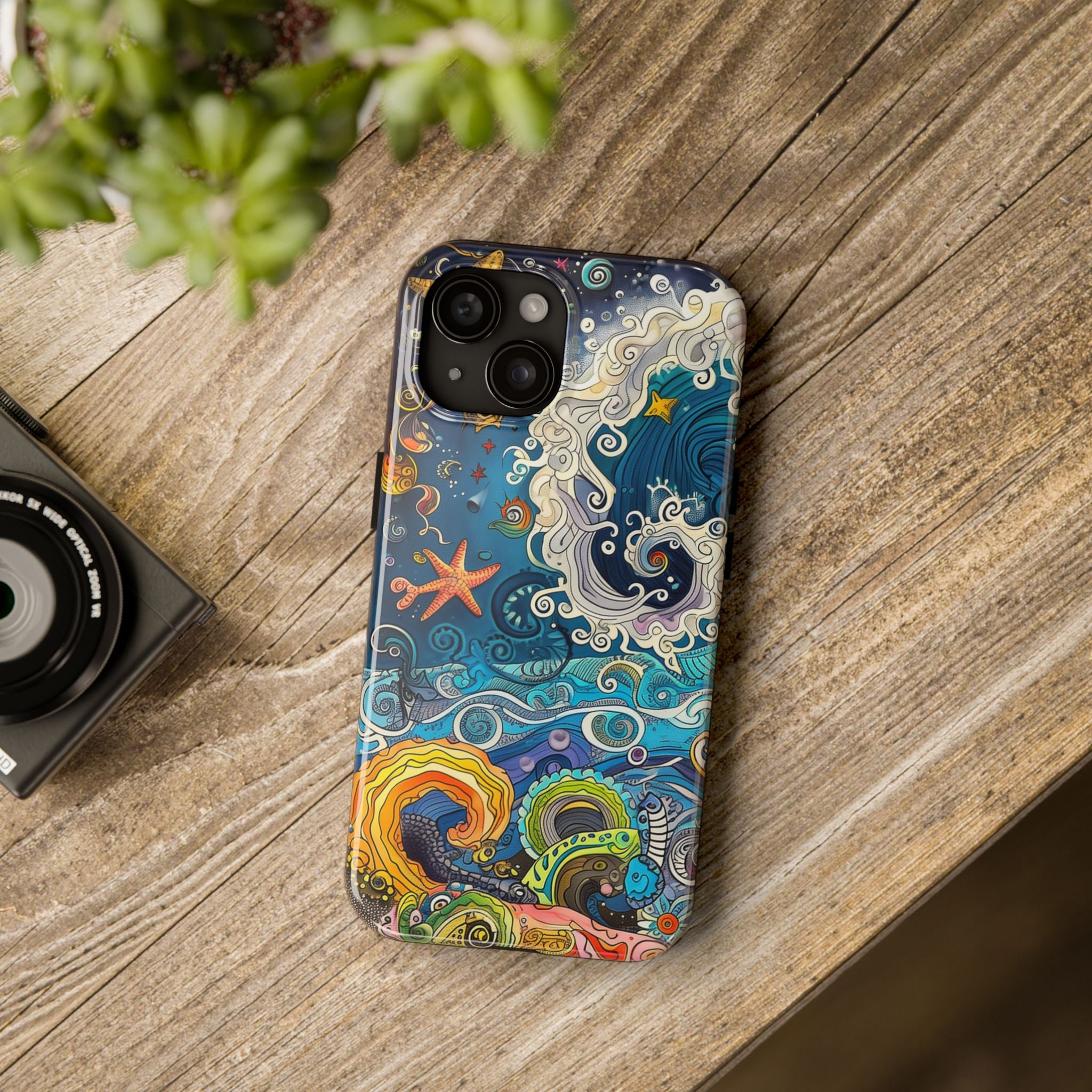 Phone Case - Whimsical Sea Design, Spiraling Water Currents