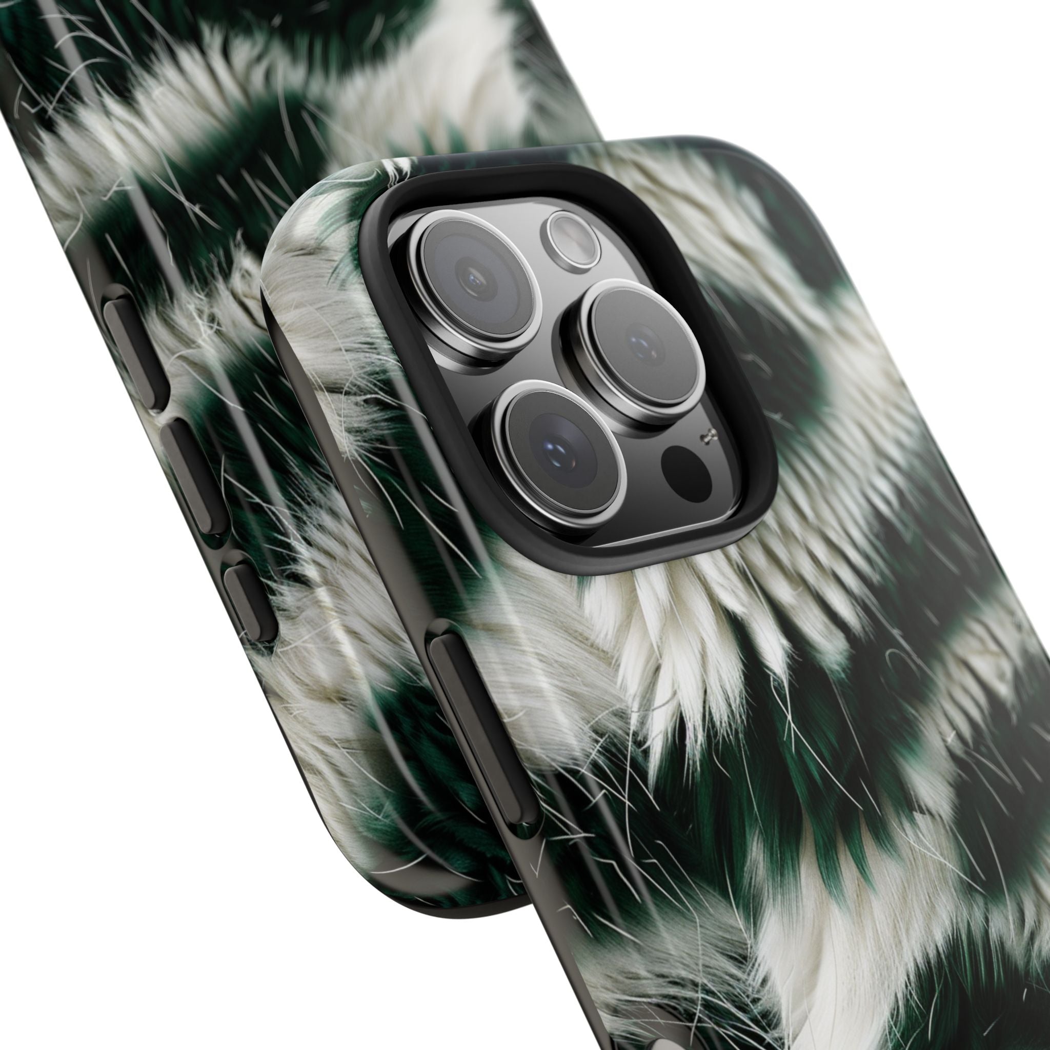 Green and White Tiger Stripes, Strong Protection for iPhone and Samsung