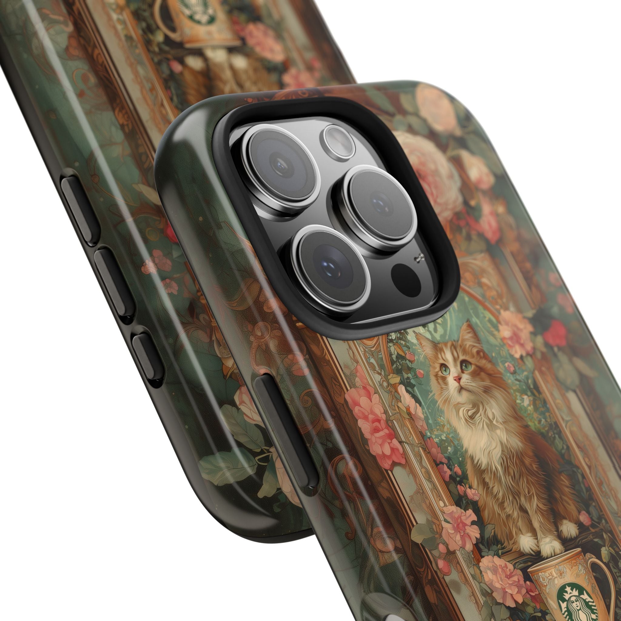 Phone Case - Alphonse Mucha Coffee Cat Art Nouveau Design