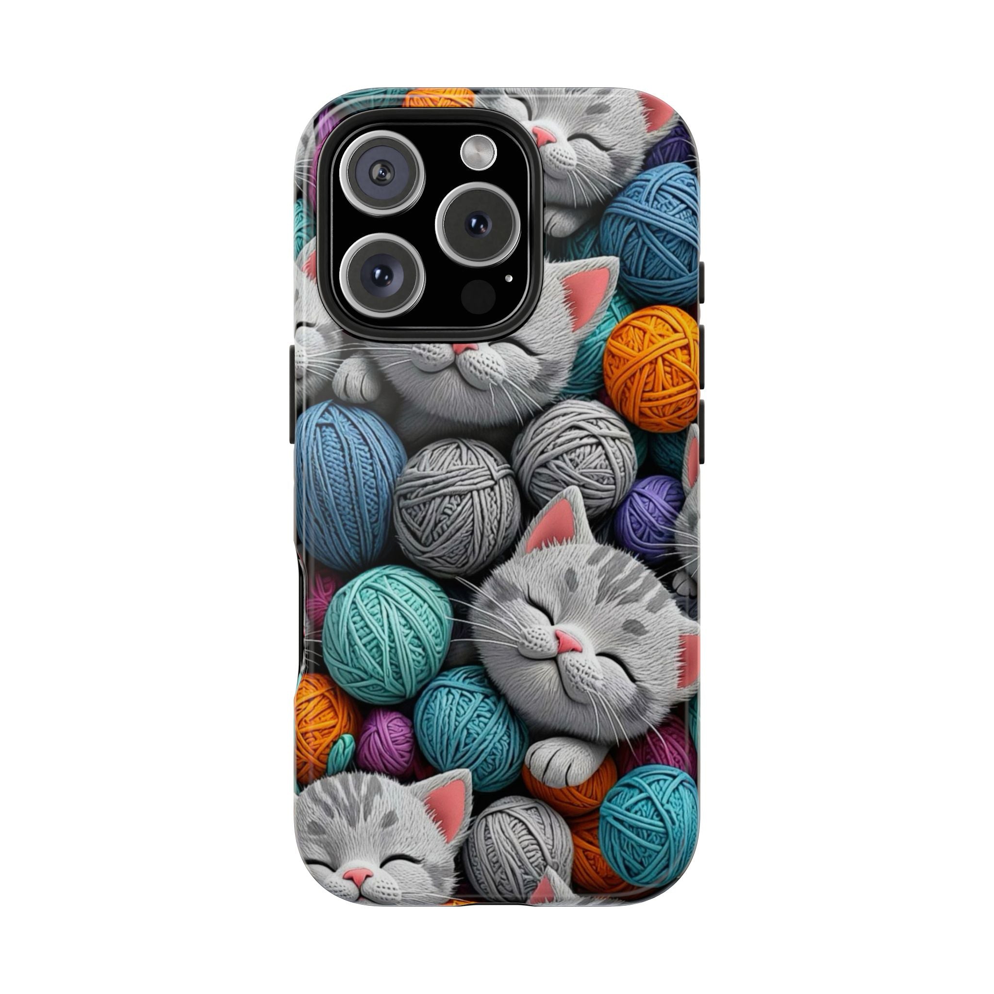 Phone Cases - Sleeping Kittens and Wool Design