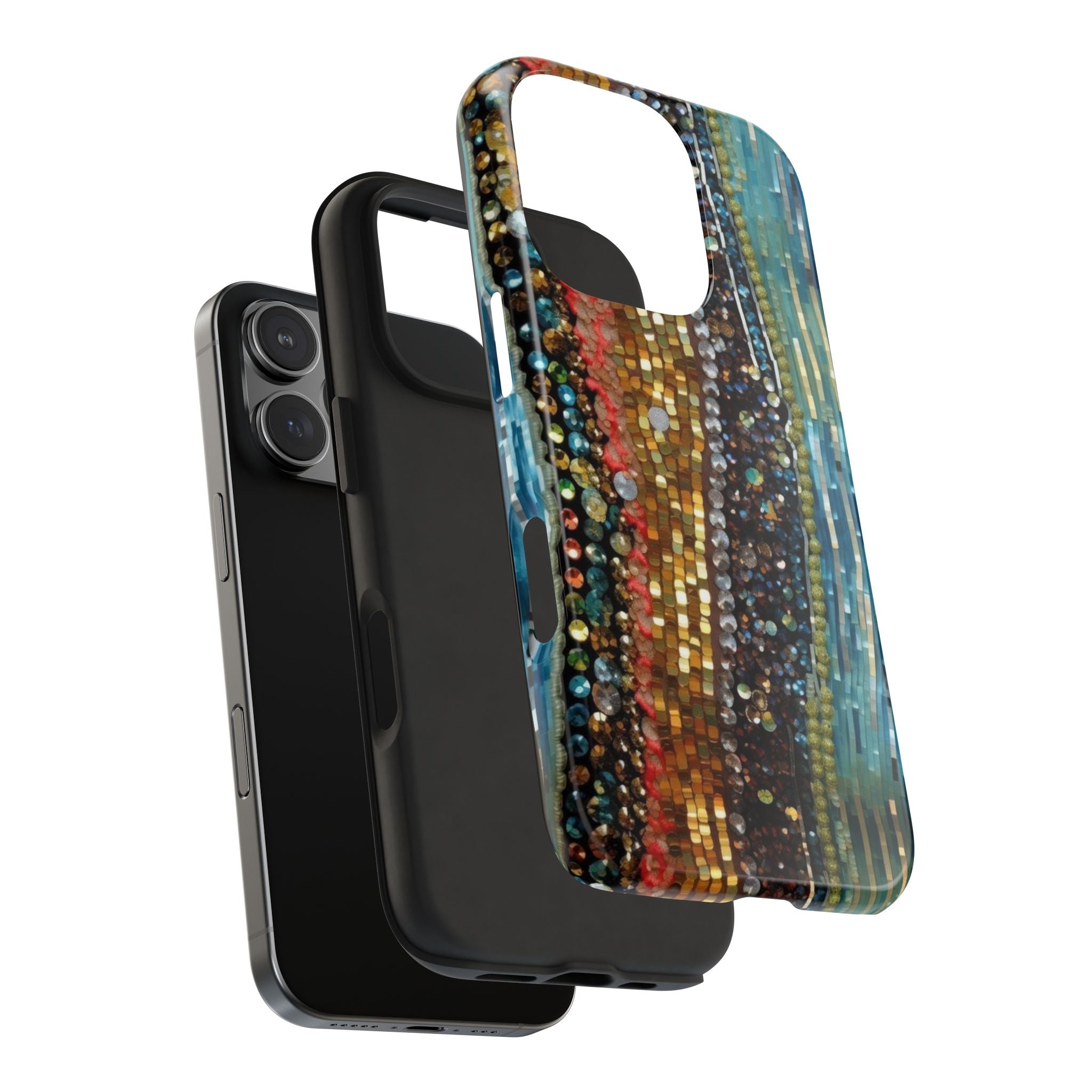 Phone Case - Vibrant rows of colorful pearls, Hippie Pearls, Green, Red and Blue Colors