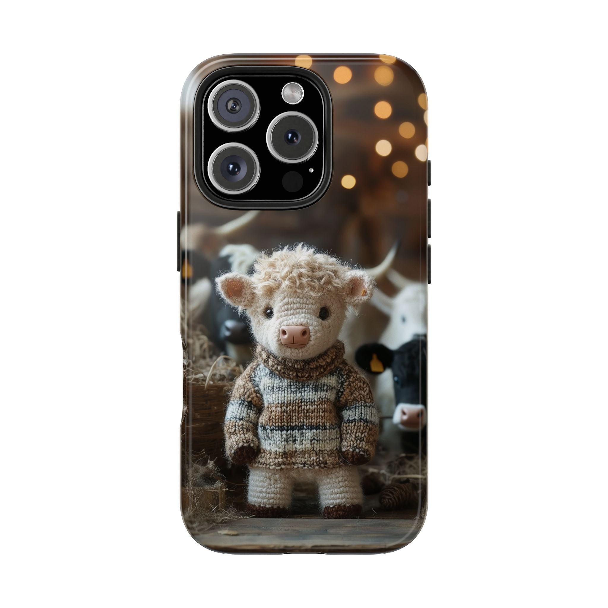 Highland Calf in a Sweater, Amigurumi Style, Strong Protection for iPhone and Samsung