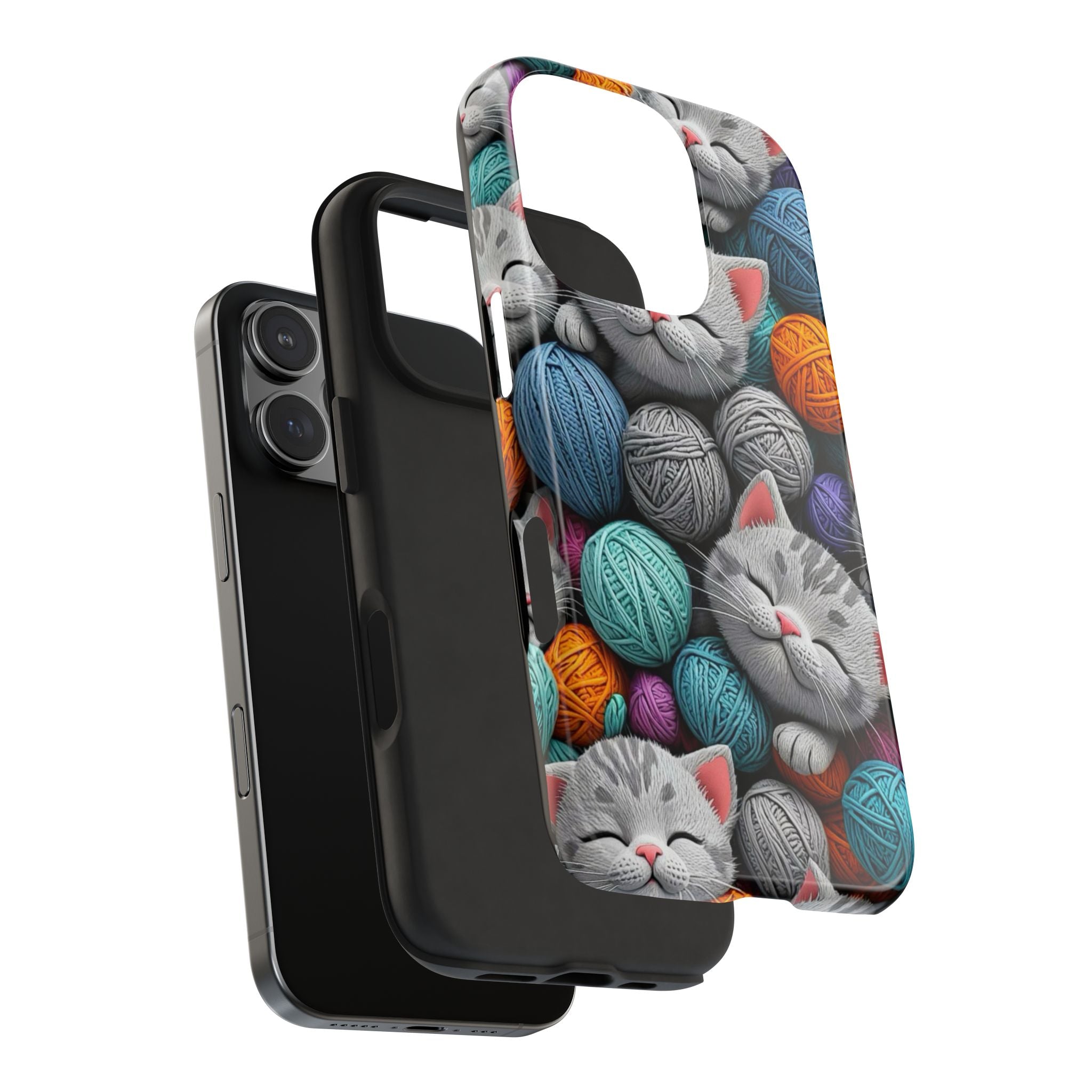 Phone Cases - Sleeping Kittens and Wool Design