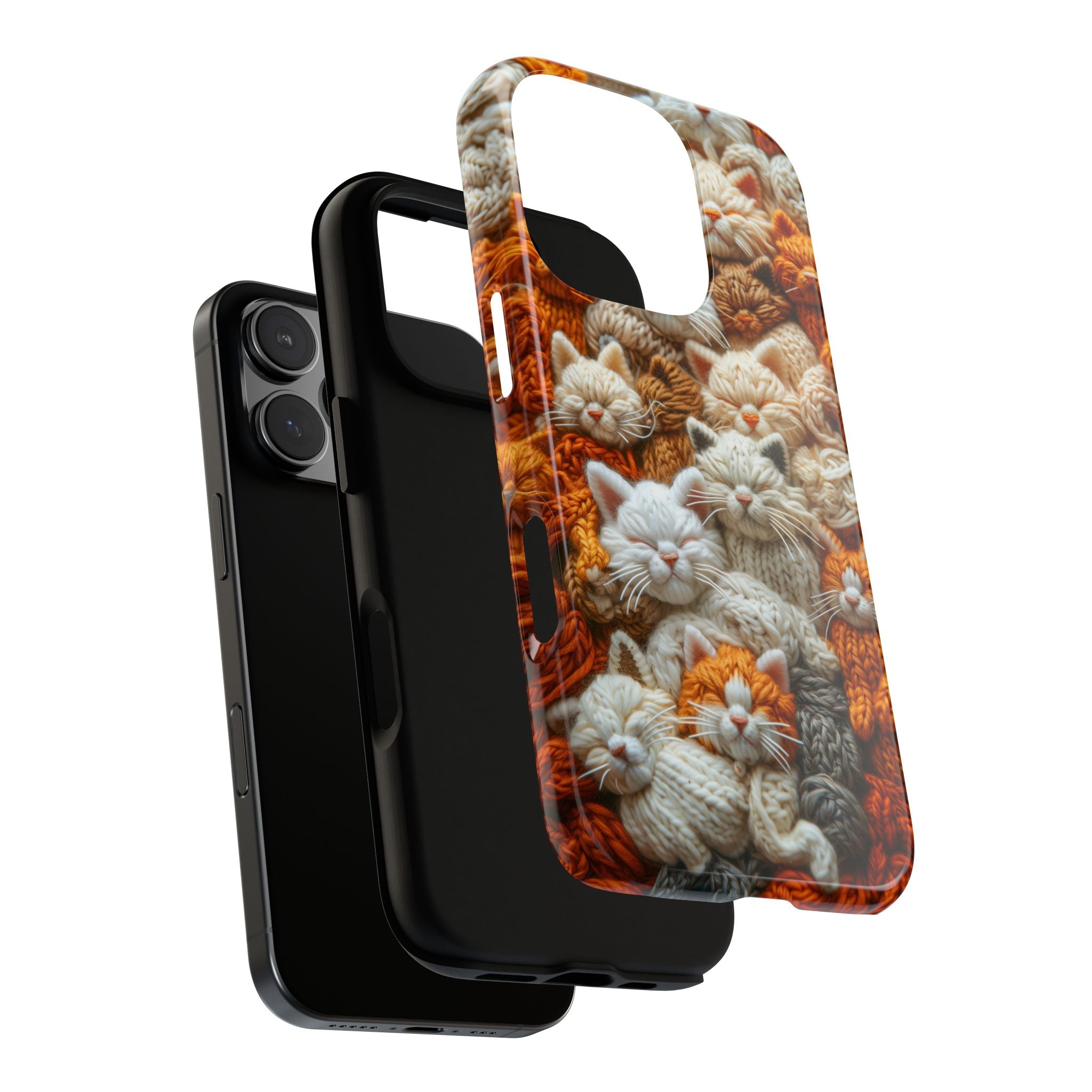 Phone Cases - Sleeping Knitted Kittens, Red Haired and White Design