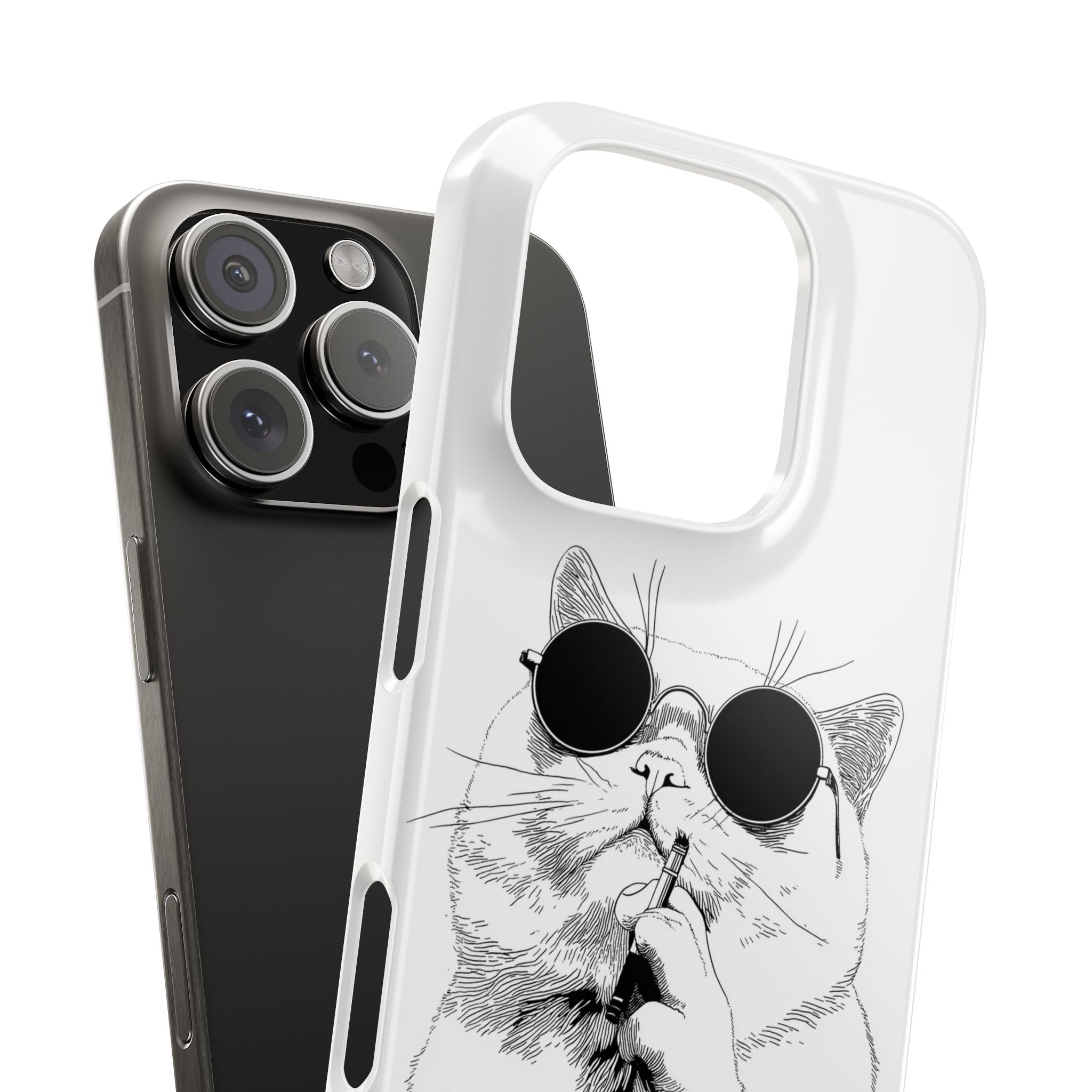 Phone Case, British Shorthair Cat with Sunglasses and Cigarette, Animal Lover Gift, Slim Phone Cover, Cat Lady Accessories, Unique Cat Art,