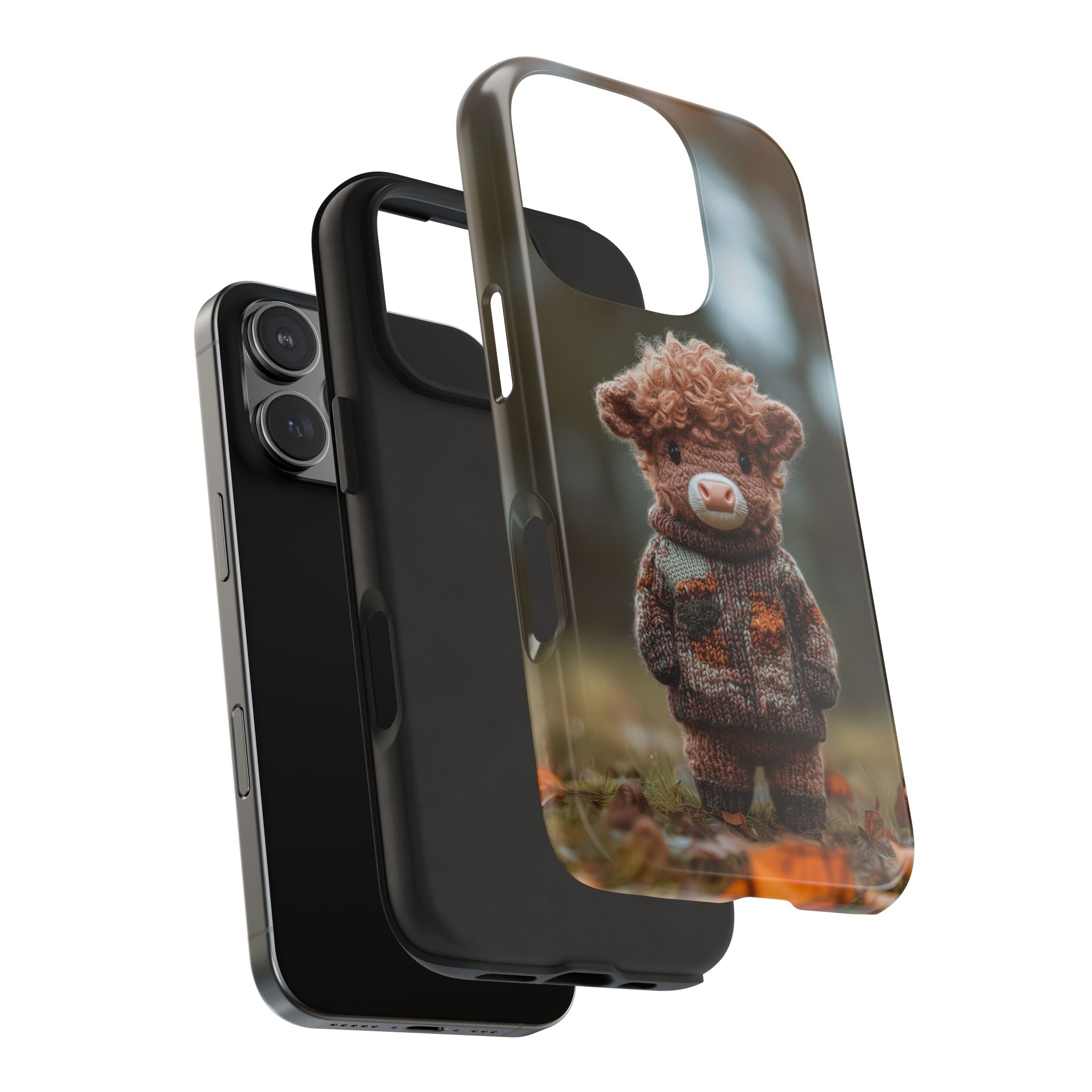 Highland Calf in a Sweater, Amigurumi Style, Strong Protection for iPhone and Samsung