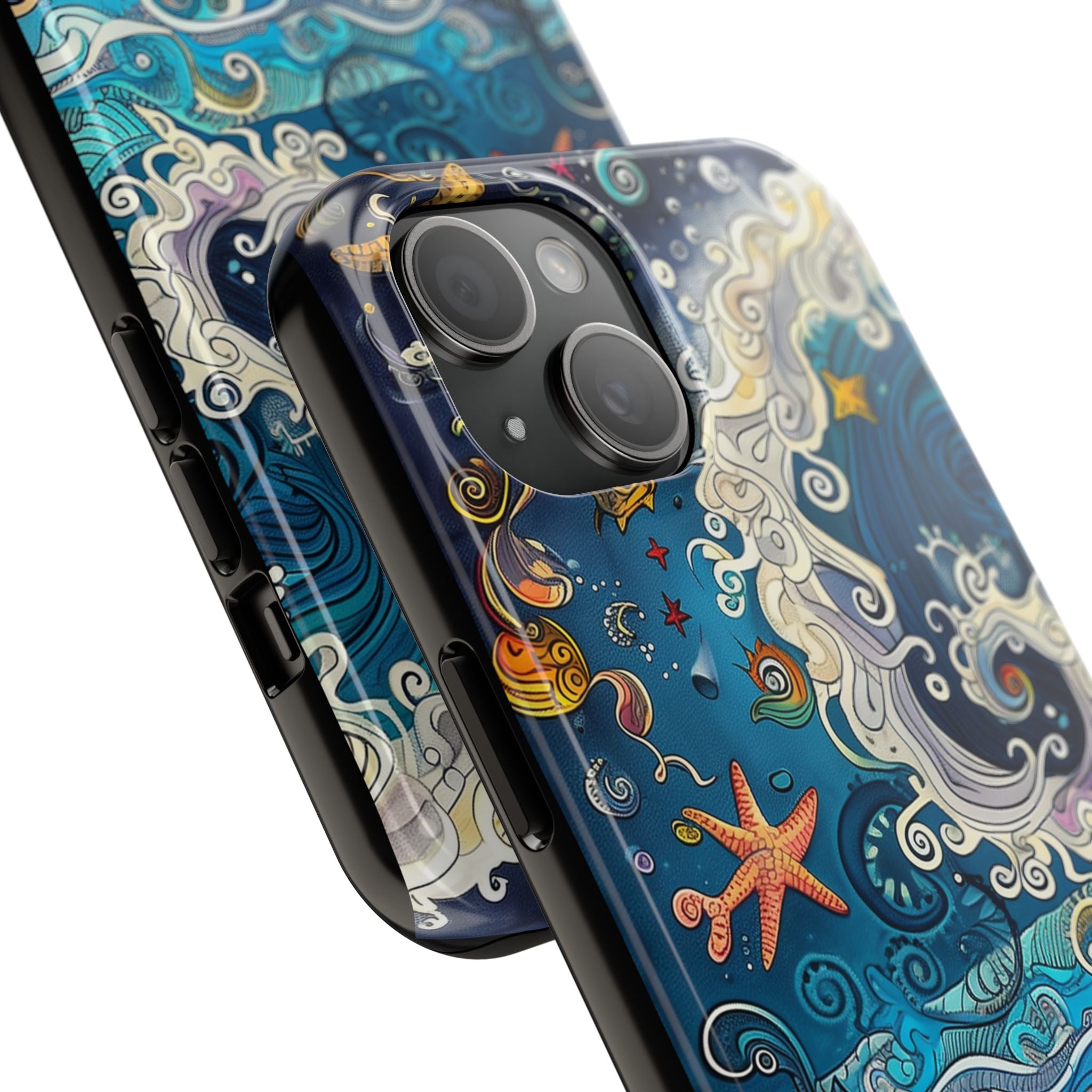 Phone Case - Whimsical Sea Design, Spiraling Water Currents