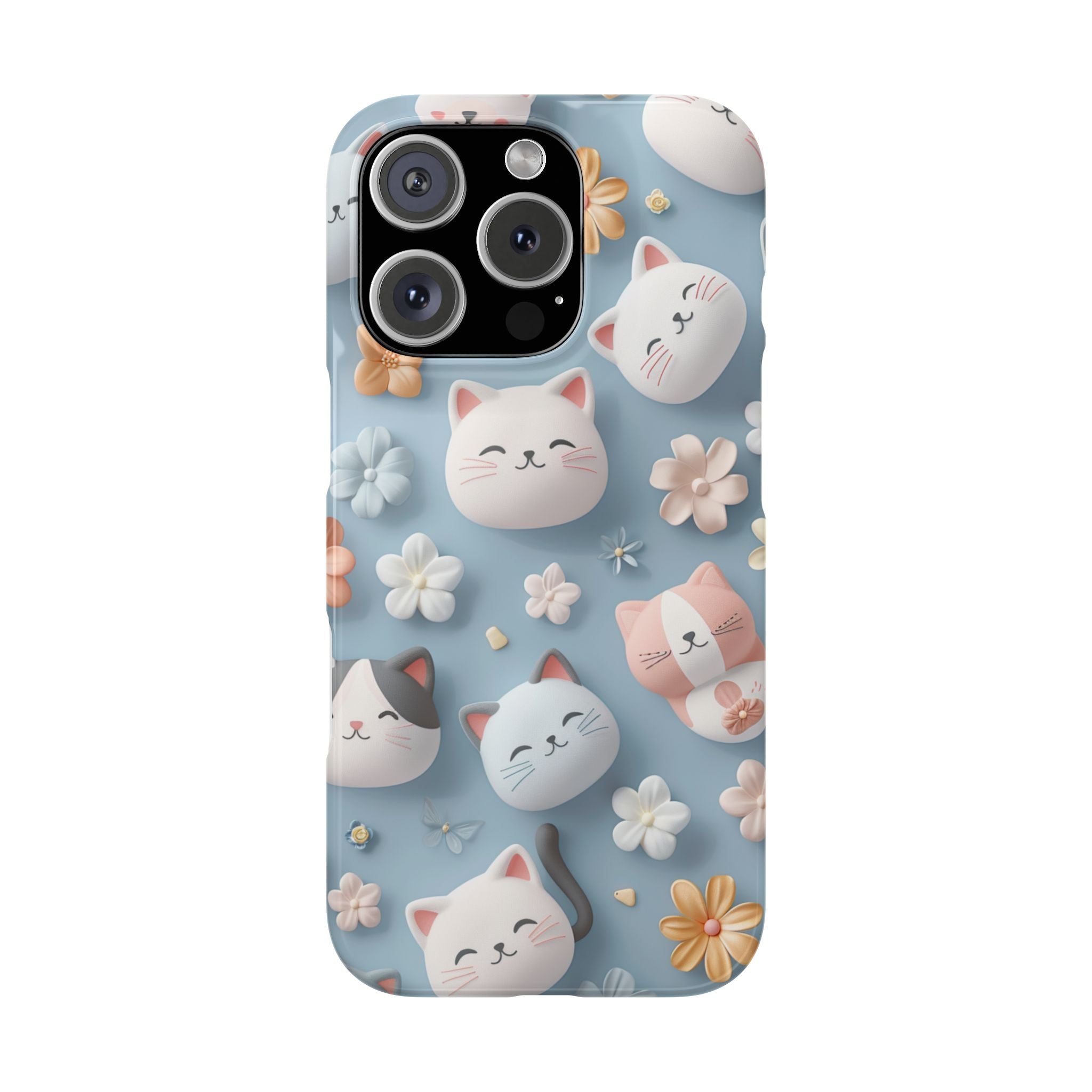 Phone Case - Cute Cats 3D Effect, Delicate Baby Design