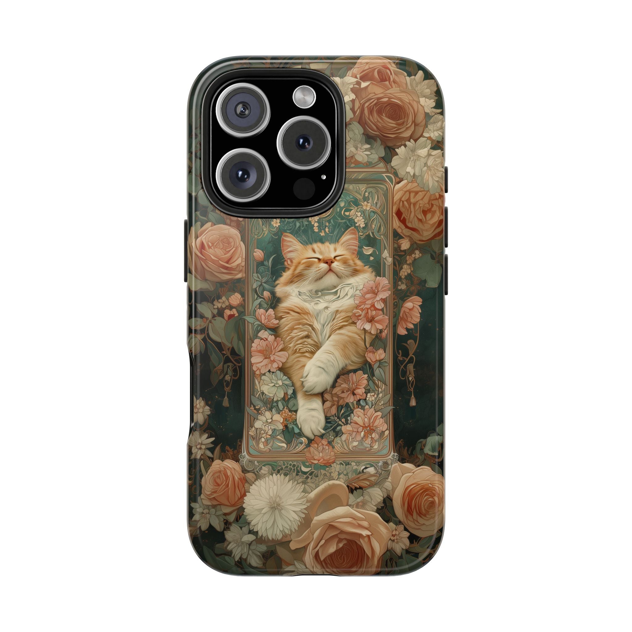 Phone Case - Alphonse Mucha Sleeping Cat Art Nouveau Style