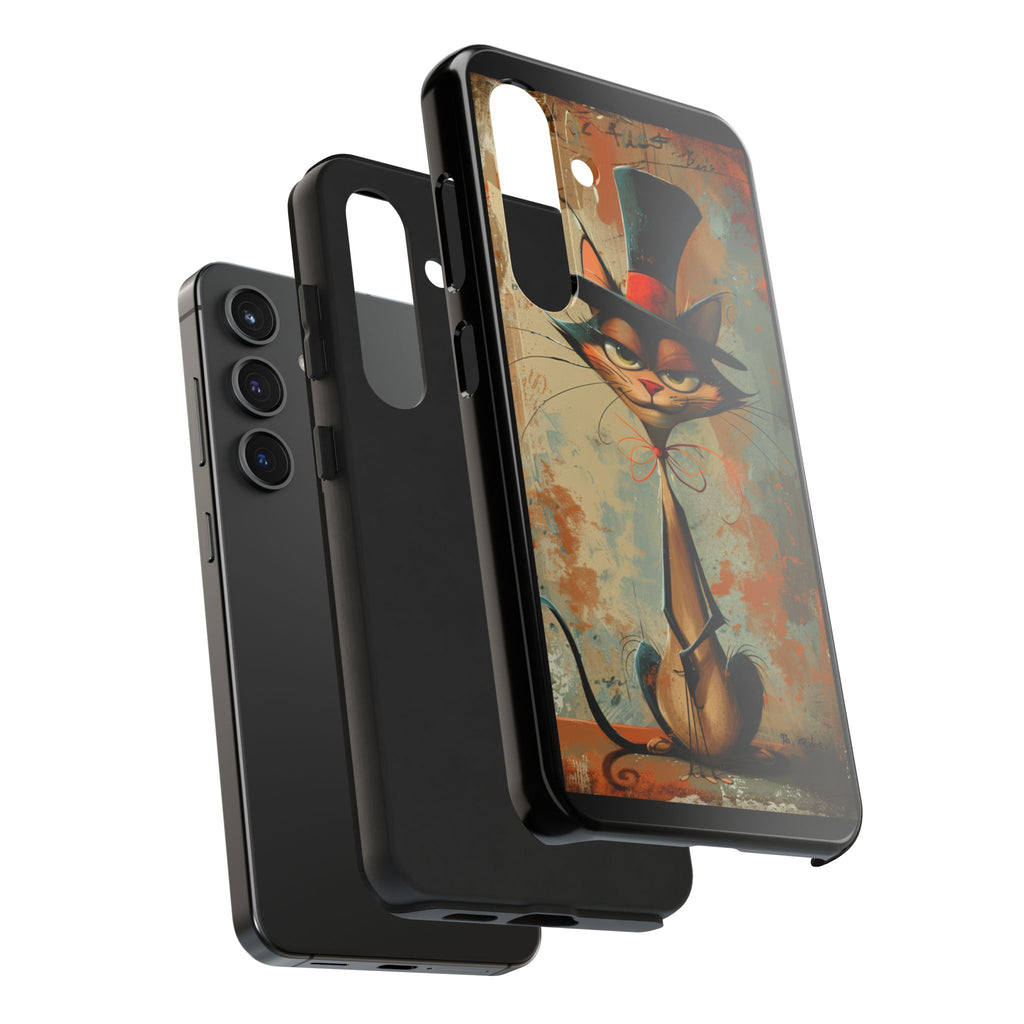 A Black Hat Cat Phone Cover Tough Case, iPhone and Samsung
