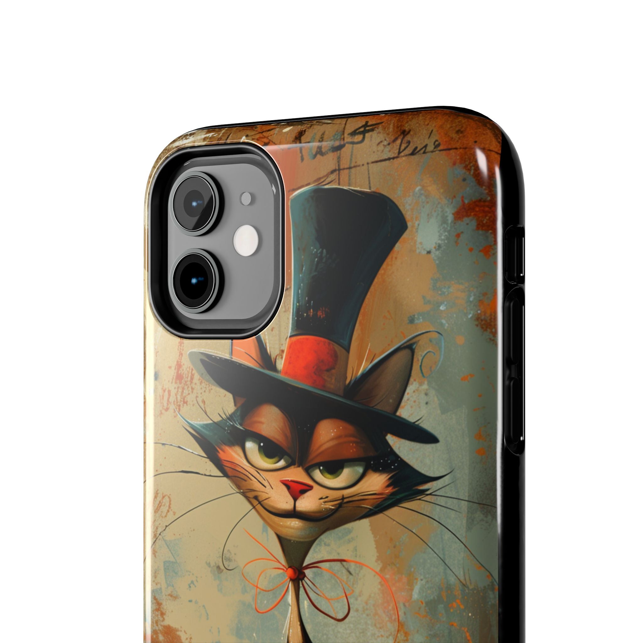 A Black Hat Cat Phone Cover Tough Case, iPhone and Samsung