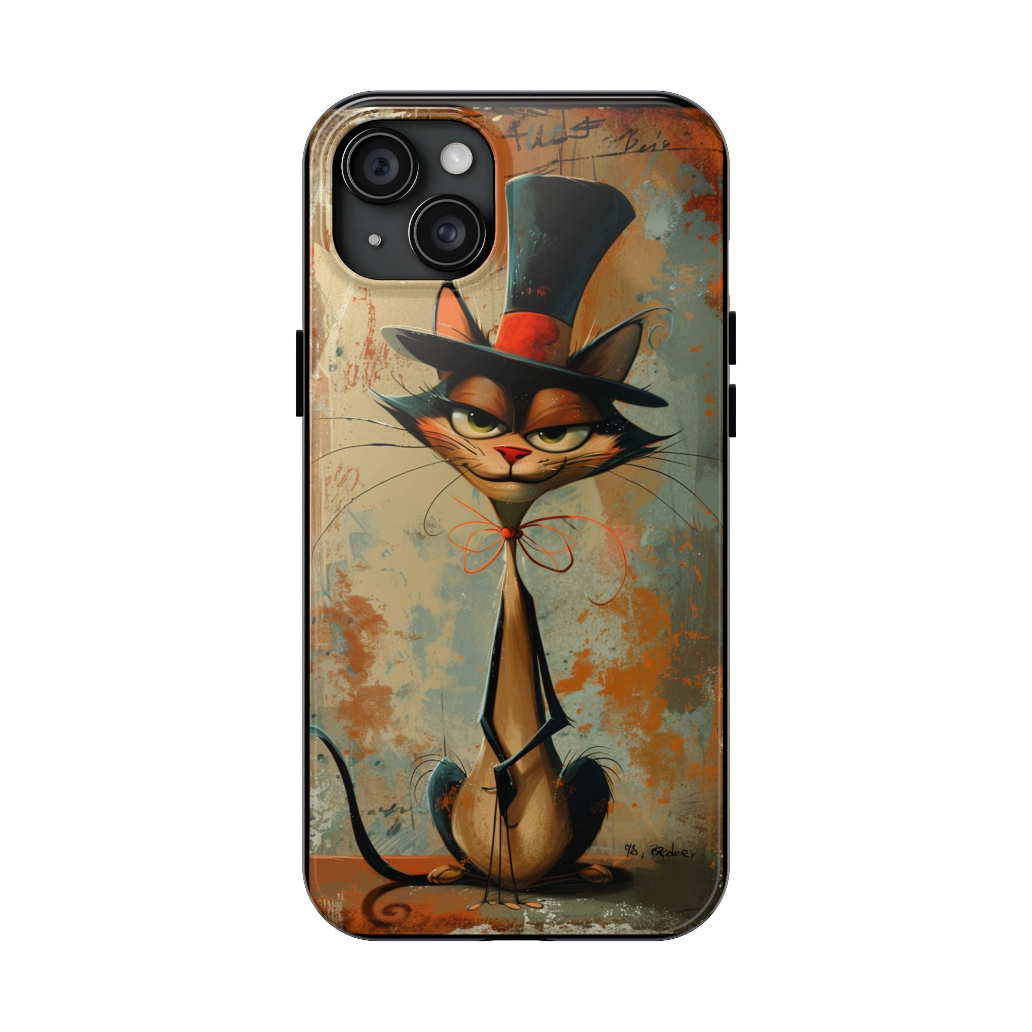 A Black Hat Cat Phone Cover Tough Case, iPhone and Samsung