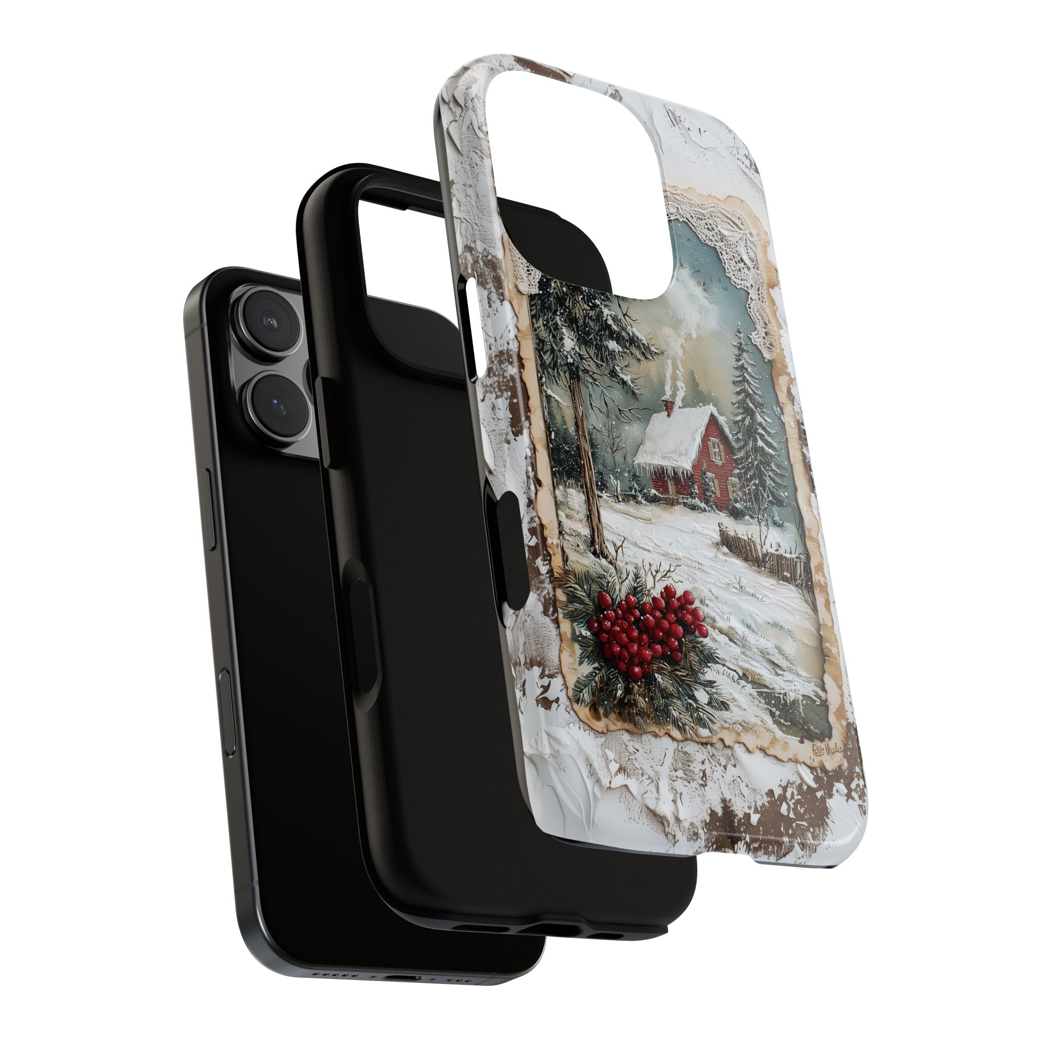 Phone Cases Vintage Christmas Red House