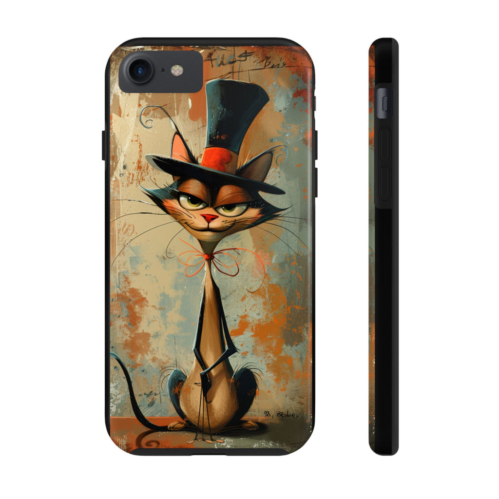 A Black Hat Cat Phone Cover Tough Case, iPhone and Samsung