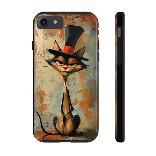 A Black Hat Cat Phone Cover Tough Case, iPhone and Samsung