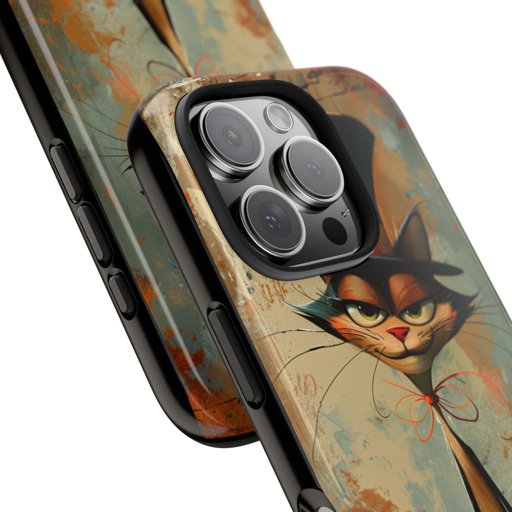 A Black Hat Cat Phone Cover Tough Case, iPhone and Samsung