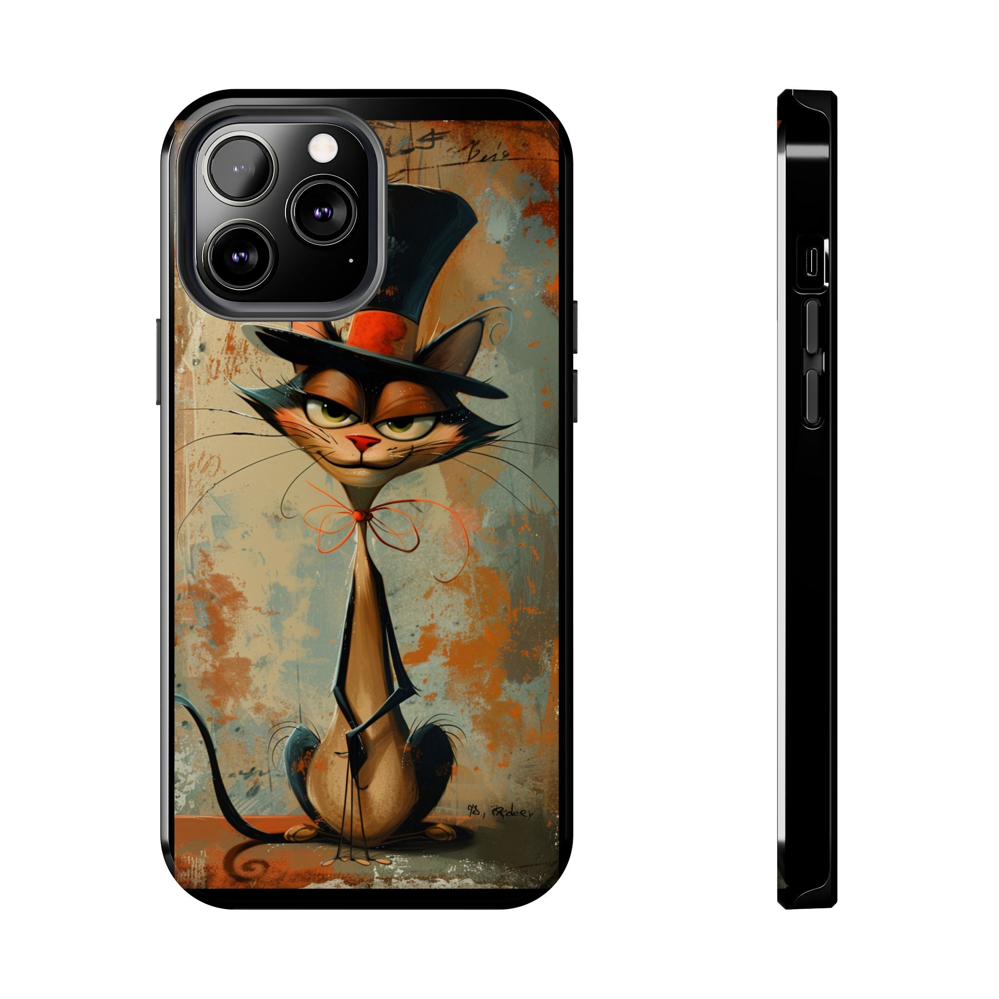 A Black Hat Cat Phone Cover Tough Case, iPhone and Samsung