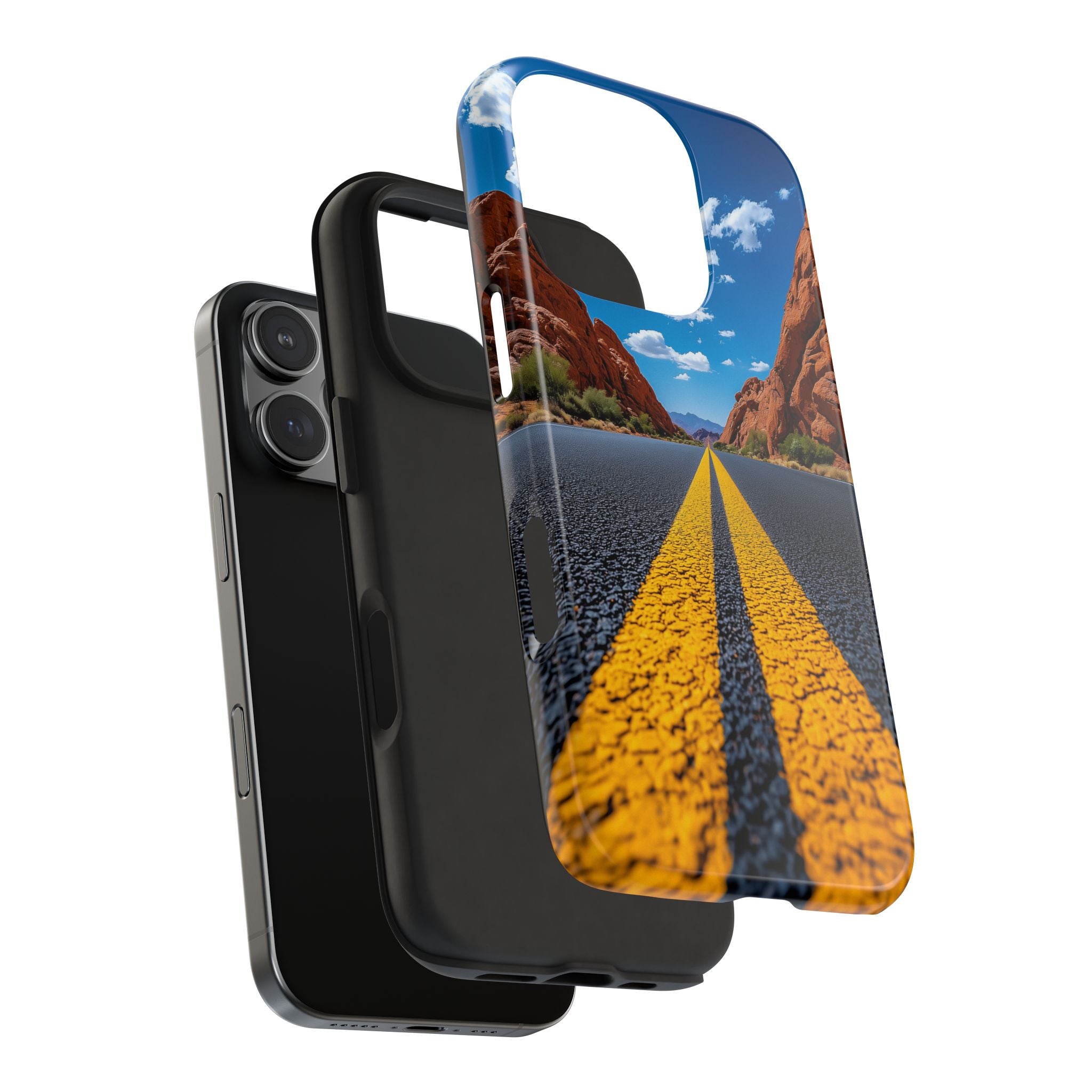 A Lone Desert Road, Stretching into the Horizon, Phone Cover Tough Case, iPhone | Samsung