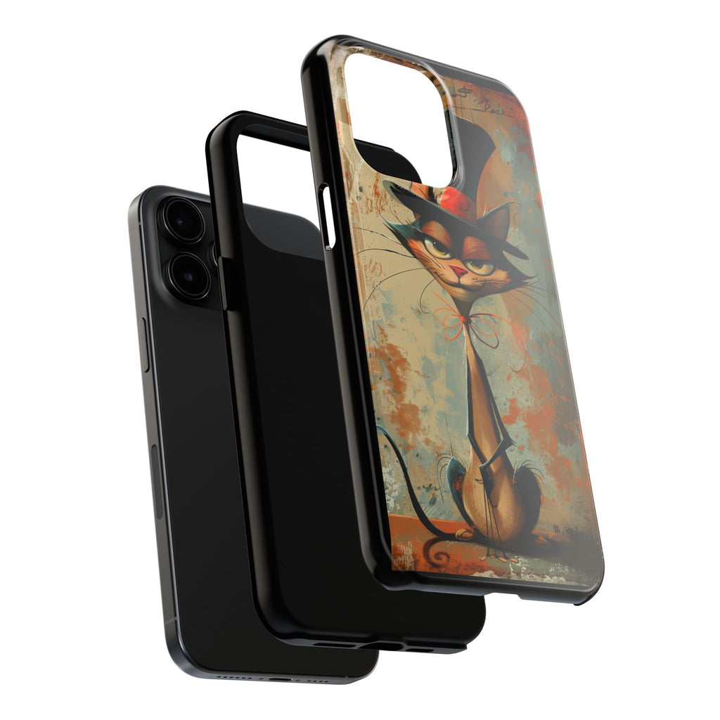A Black Hat Cat Phone Cover Tough Case, iPhone and Samsung