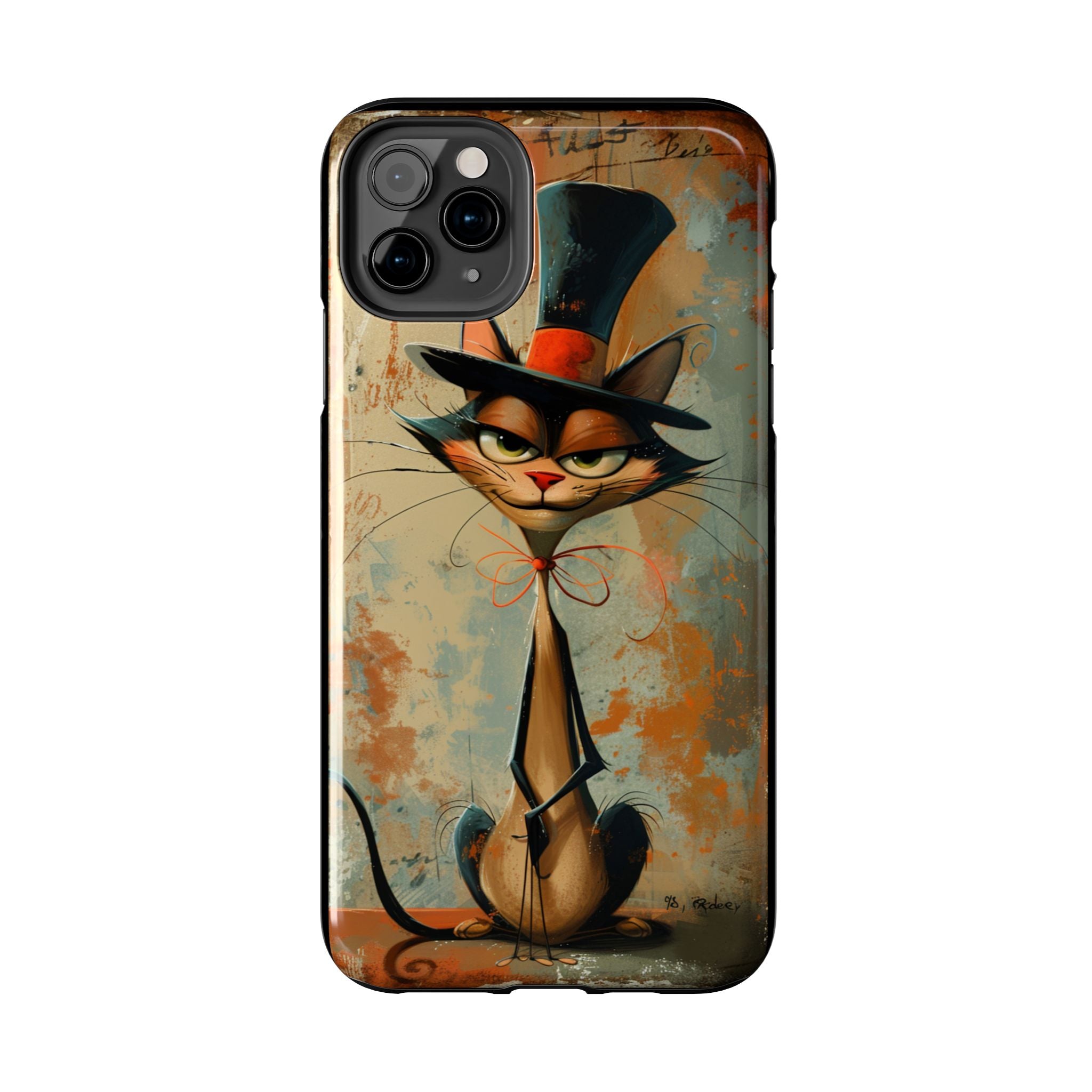 A Black Hat Cat Phone Cover Tough Case, iPhone and Samsung