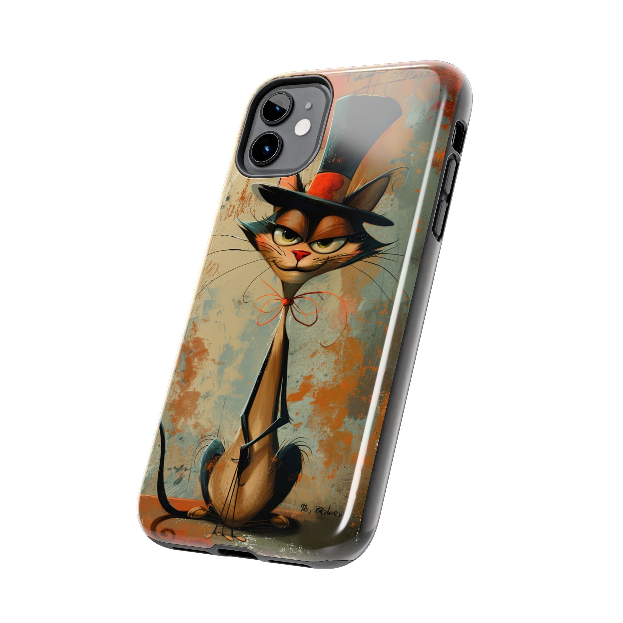 A Black Hat Cat Phone Cover Tough Case, iPhone and Samsung