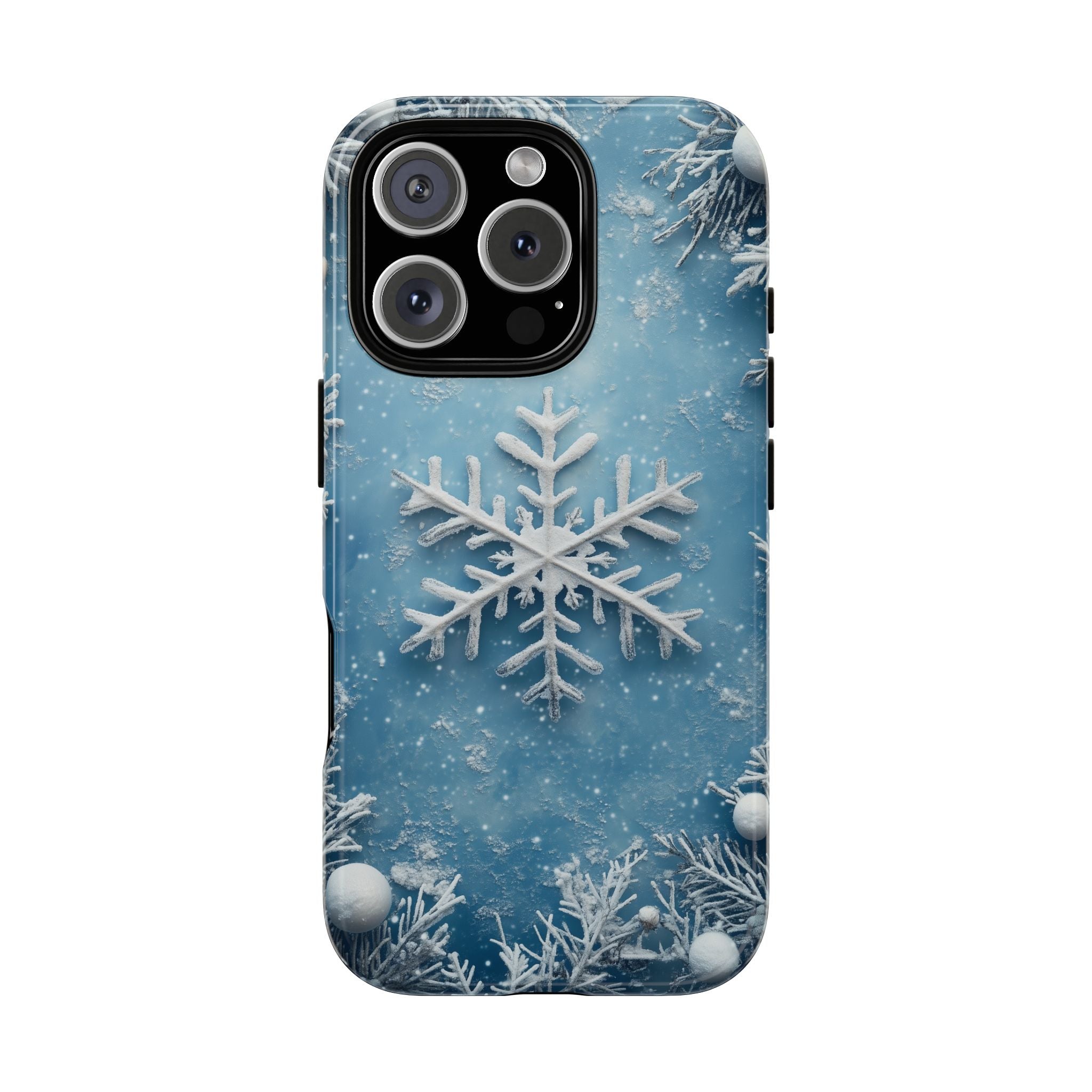 Phone Cases, Vintage Light Blue Snowflake Frame Winter Background, Snowflake Pattern, Winter Accessories, Snowflake Phone Covers, Christmas