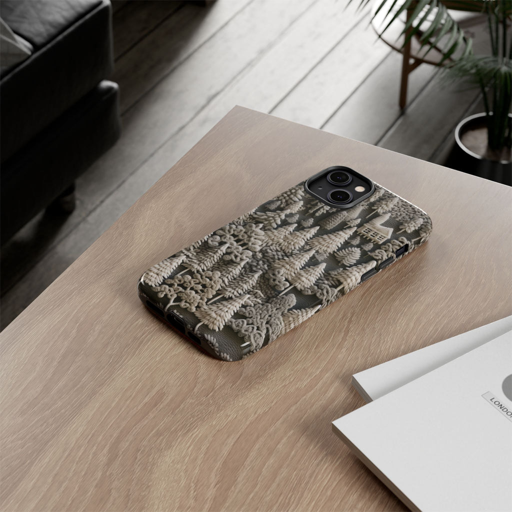 The Frozen Forest, Phone Cover Tough Case with a 3D knitted effect, Winter Motives, iPhone | Samsung