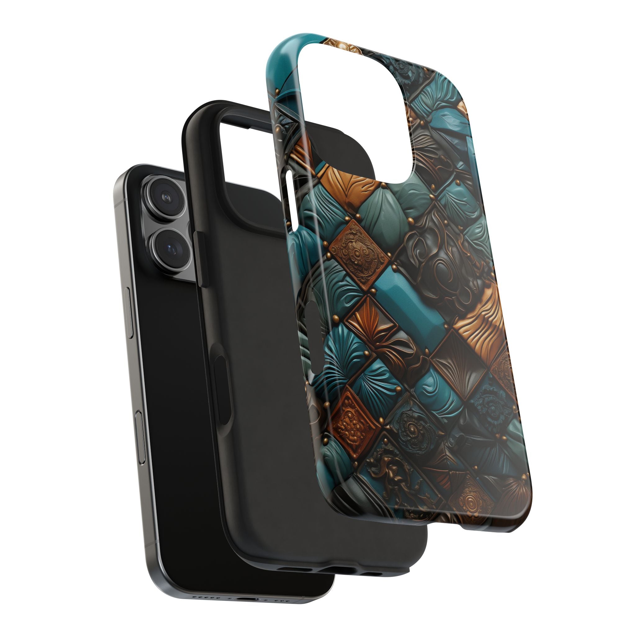 Baroque Art Teal Patchwork, Strong Protection for iPhone and Samsung