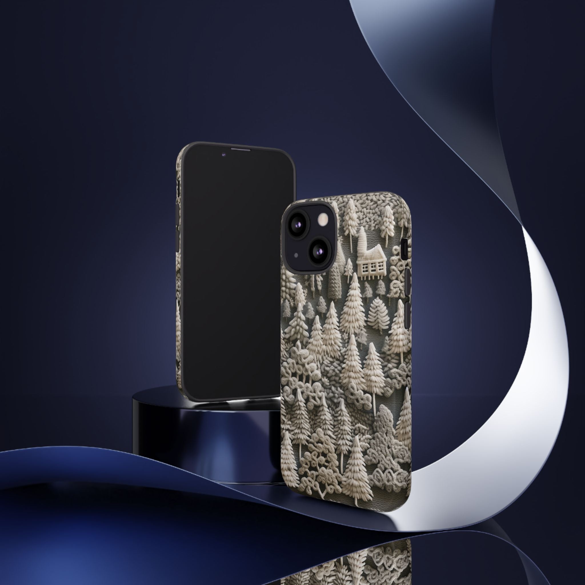The Frozen Forest, Phone Cover Tough Case with a 3D knitted effect, Winter Motives, iPhone | Samsung